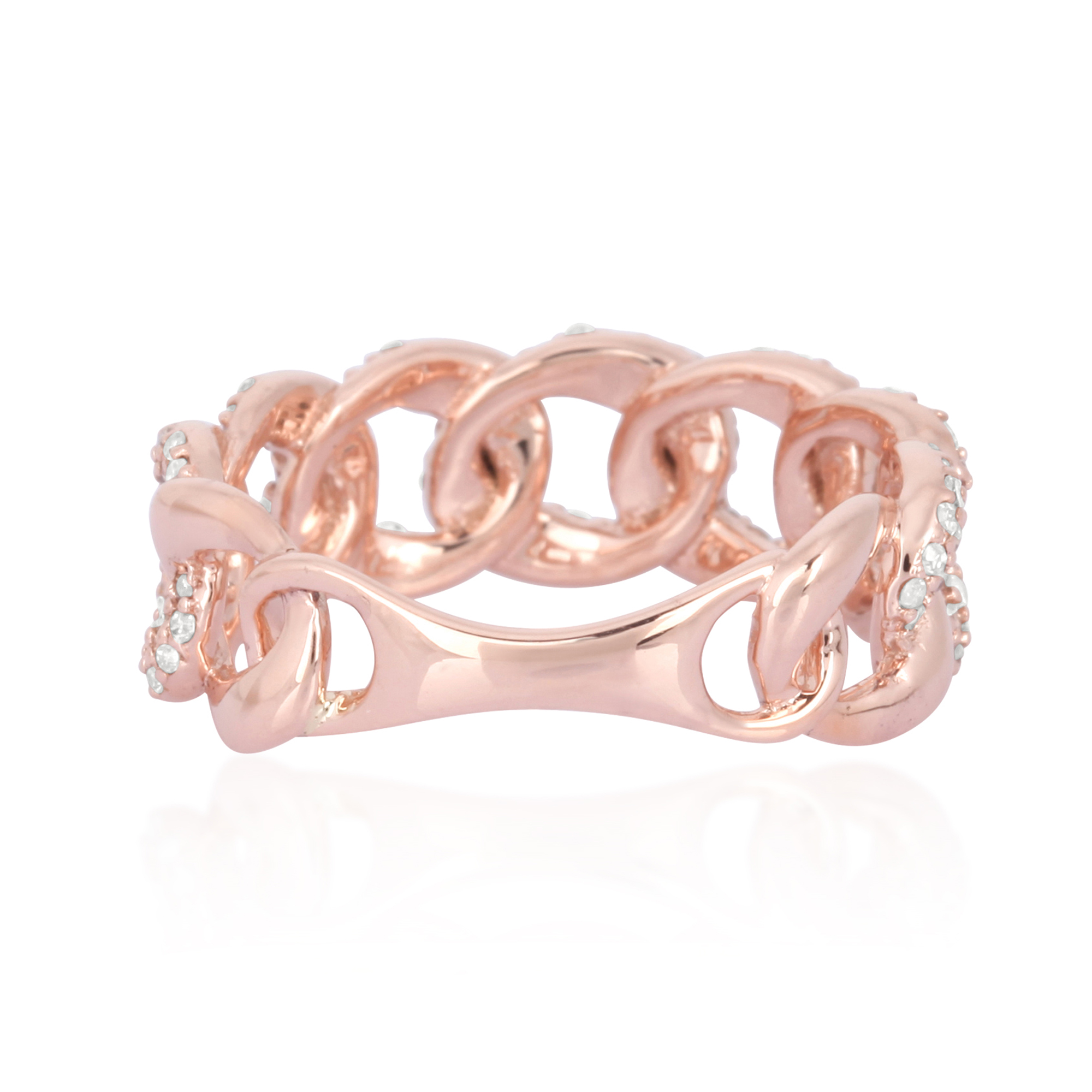 Sterling Silver Link Diamond Ring