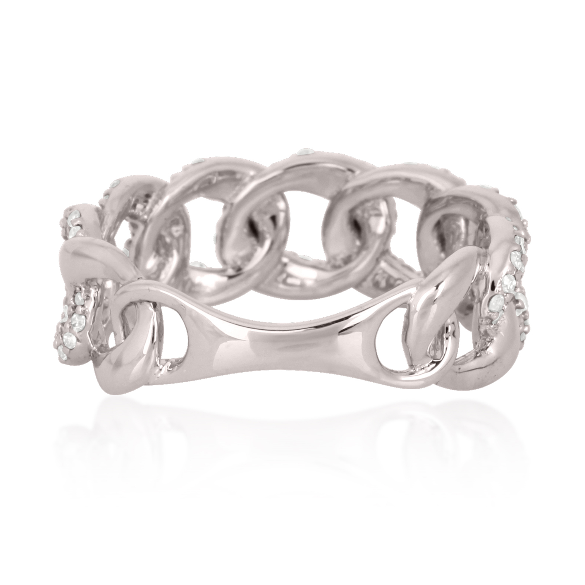 Sterling Silver Link Diamond Ring