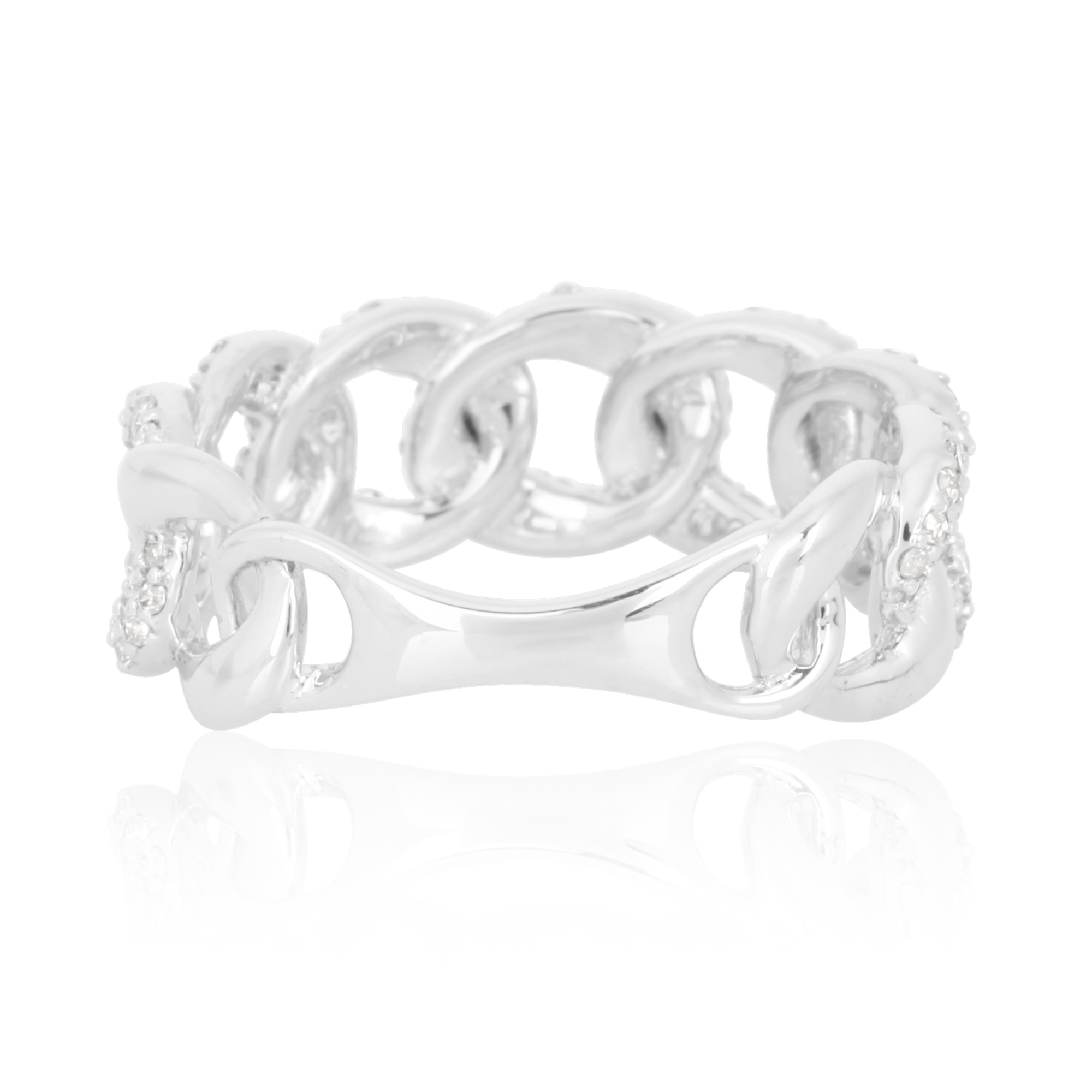 Sterling Silver Link Diamond Ring