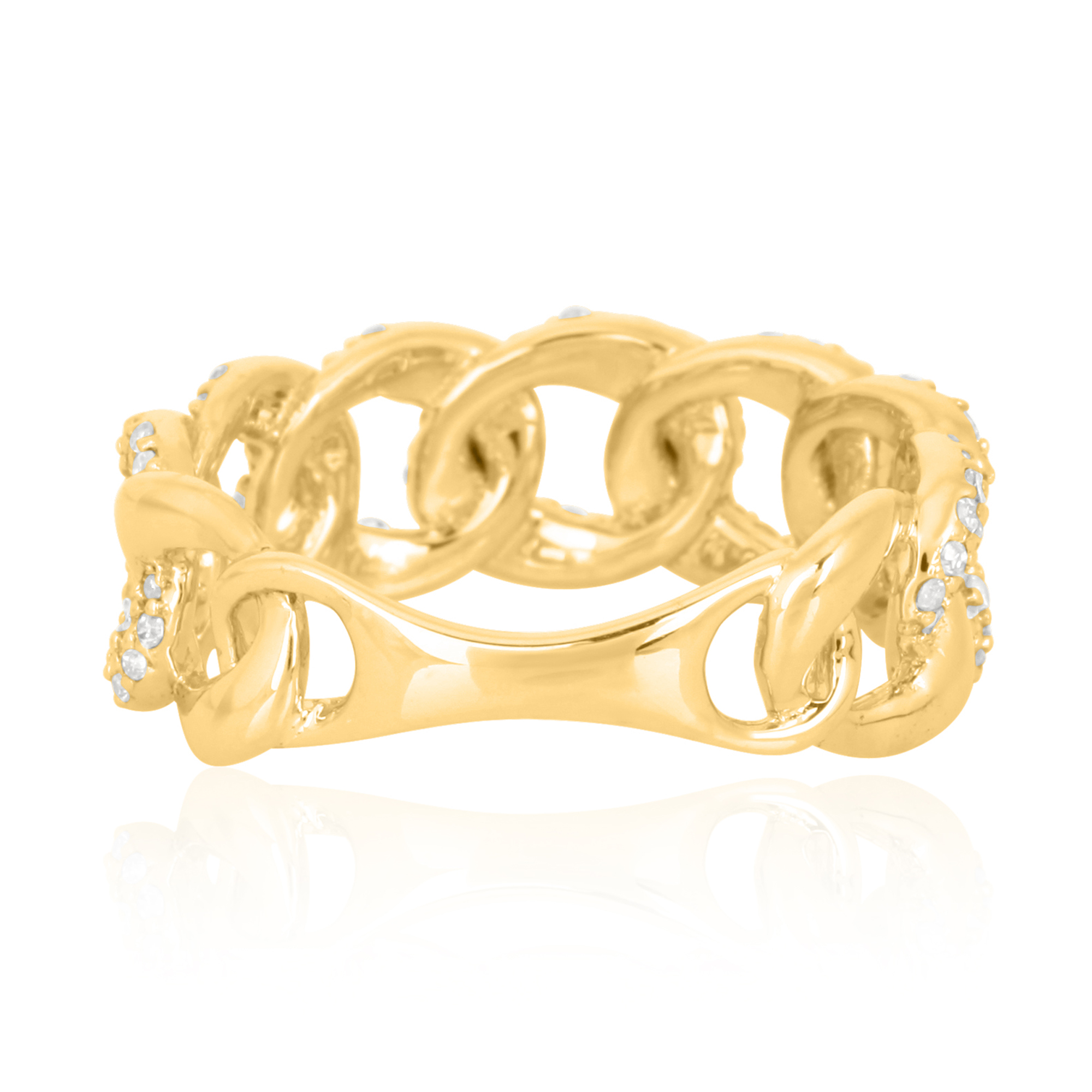 Sterling Silver Link Diamond Ring