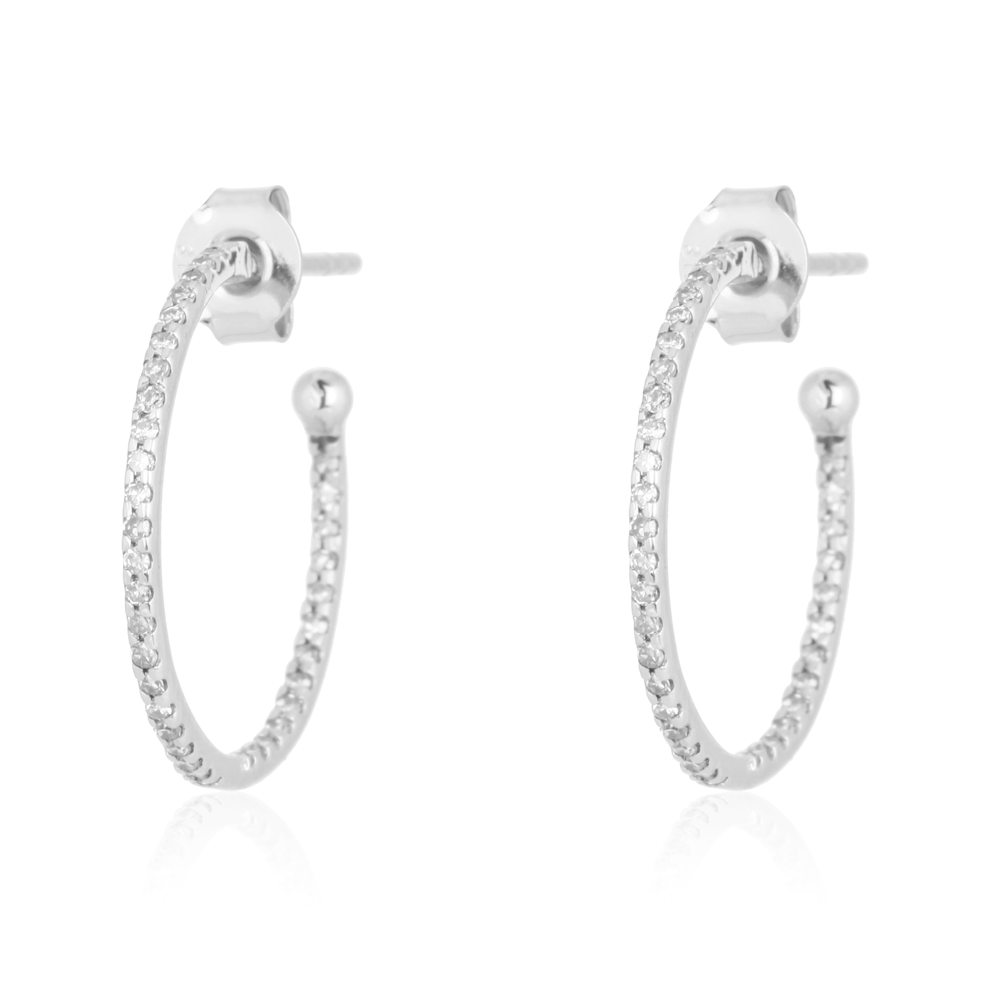 Sterling Silver Diamond Hoop Earrings