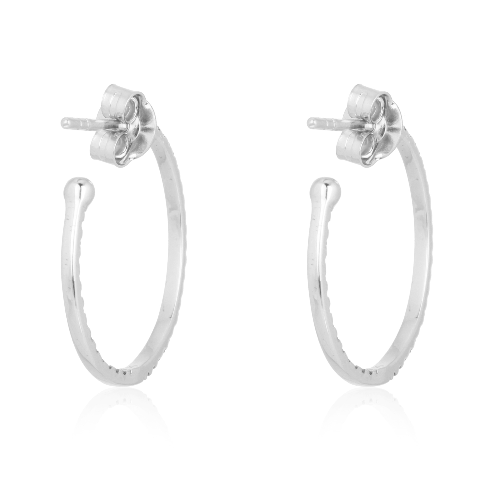 Sterling Silver Diamond Hoop Earrings