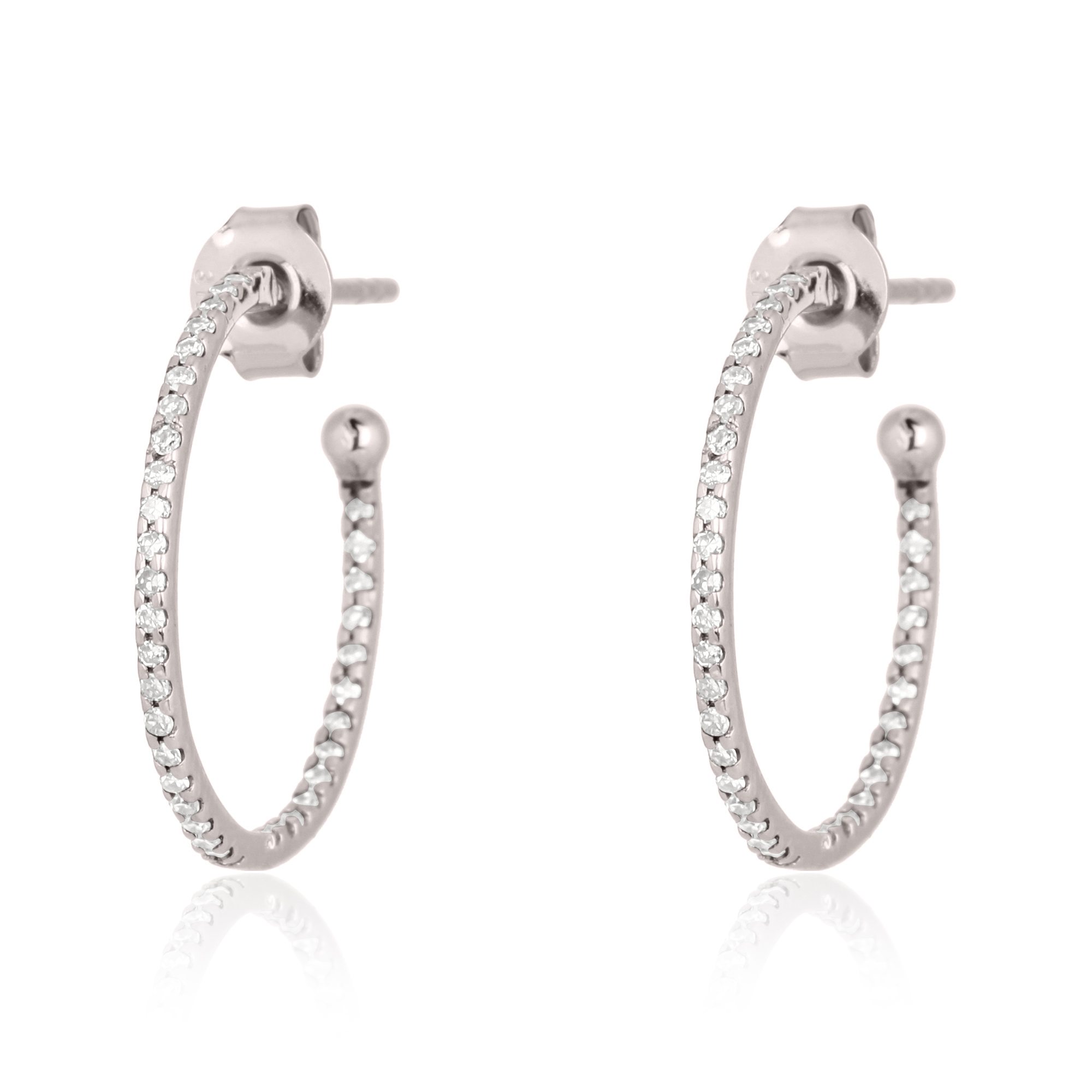 Sterling Silver Diamond Hoop Earrings