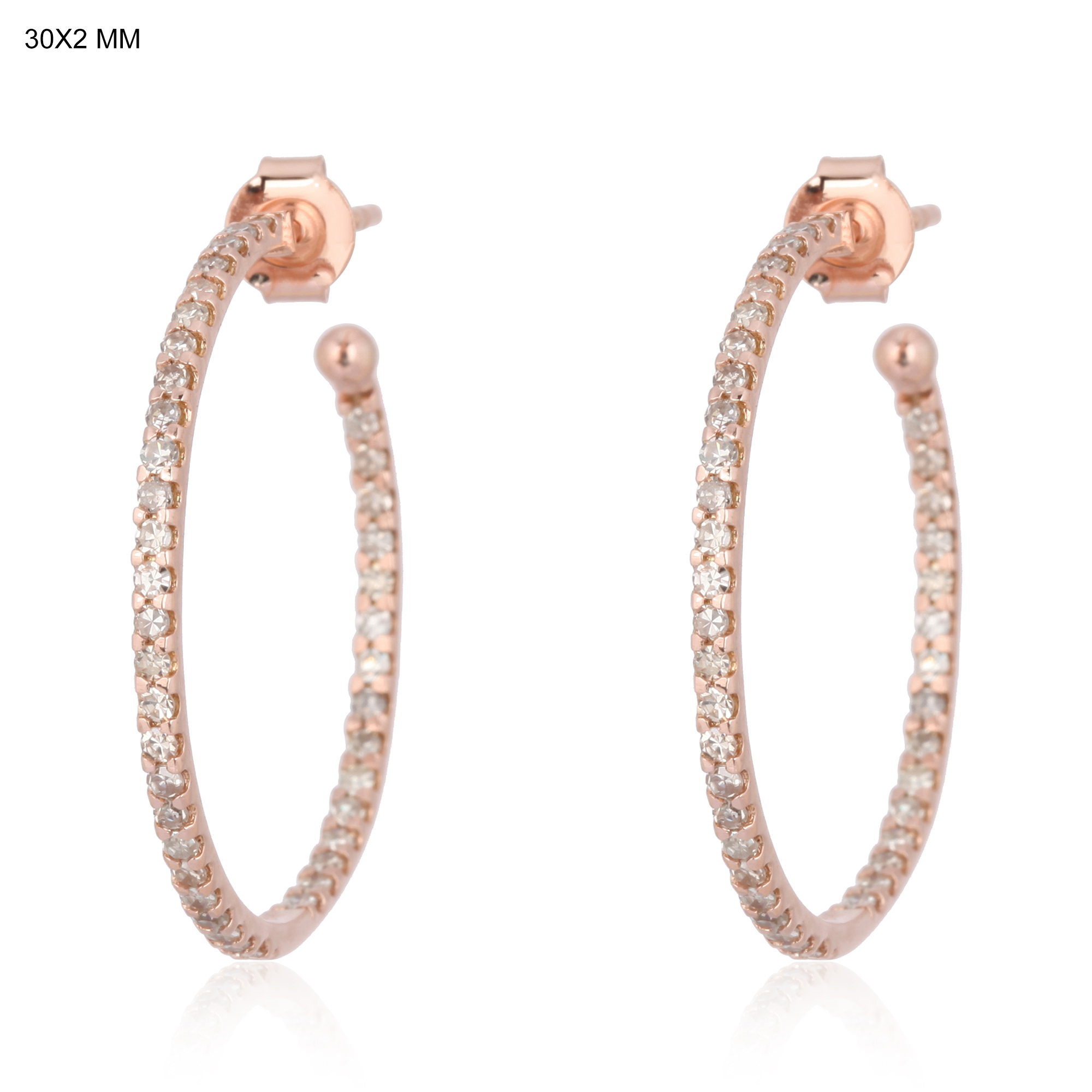 Rose Gold Diamond Hoop Earrings