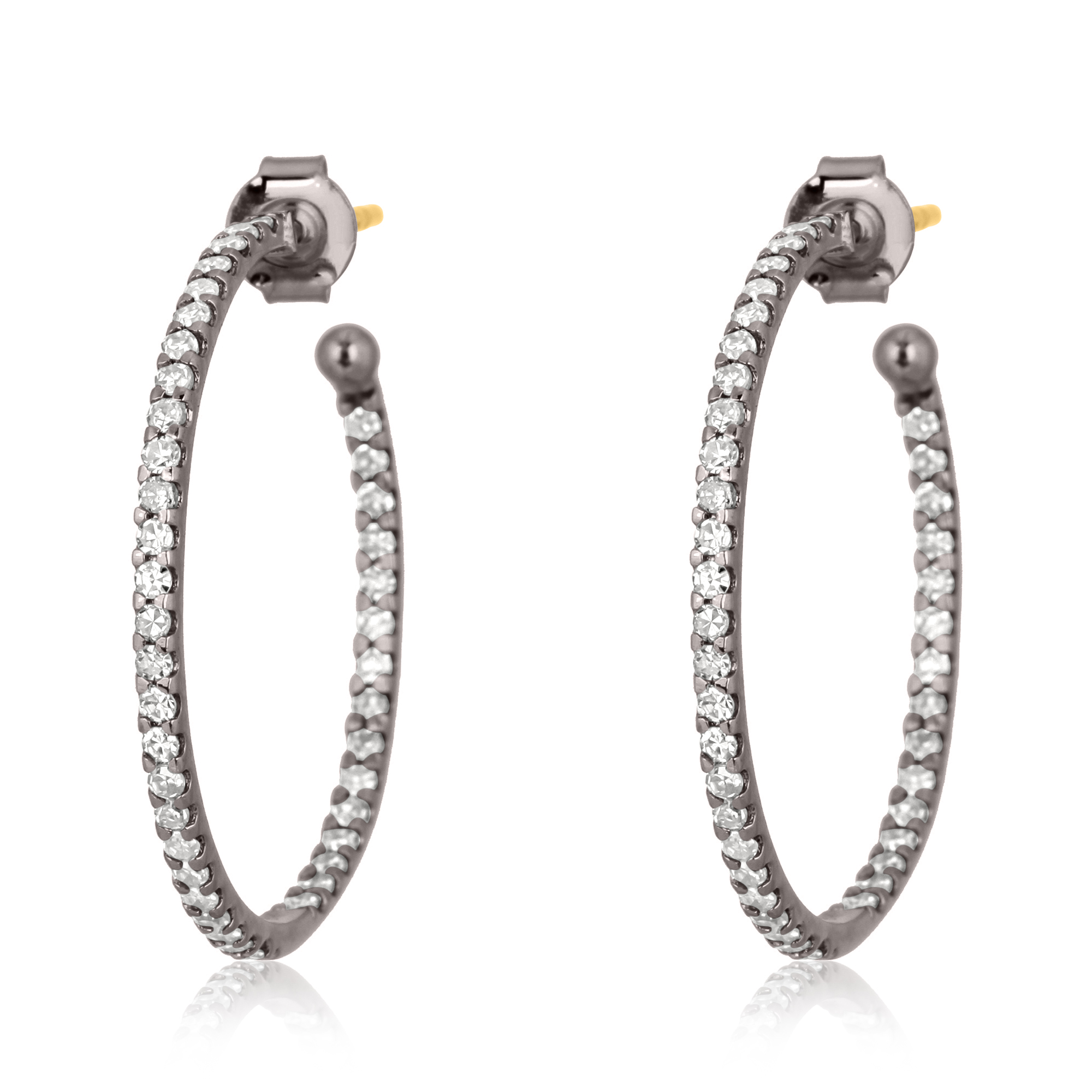 Sterling Silver Diamond Hoop Earrings