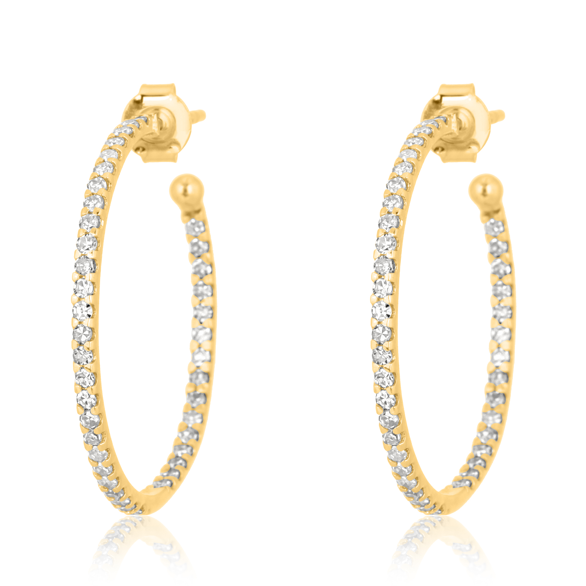 Sterling Silver Diamond Hoop Earrings