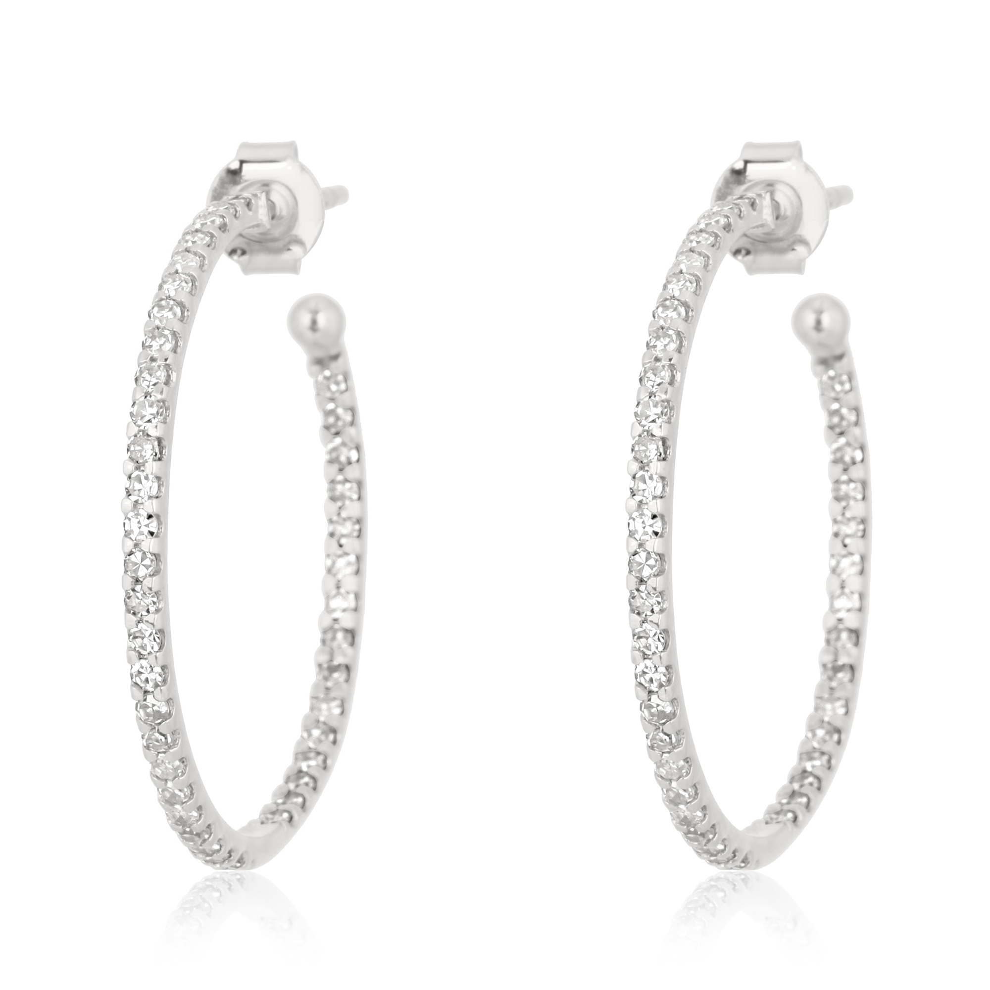 Sterling Silver Diamond Hoop Earrings