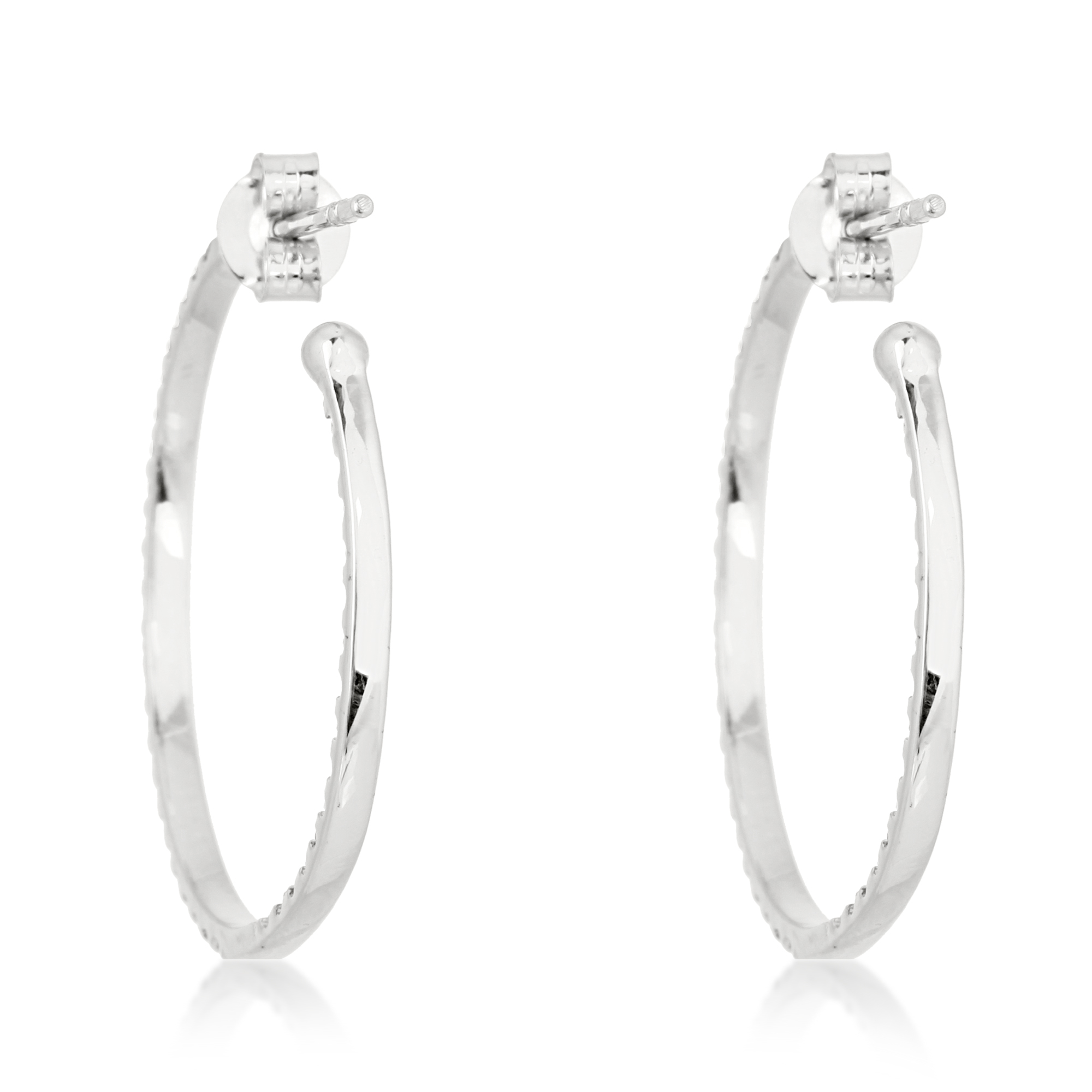 Sterling Silver Diamond Hoop Earrings