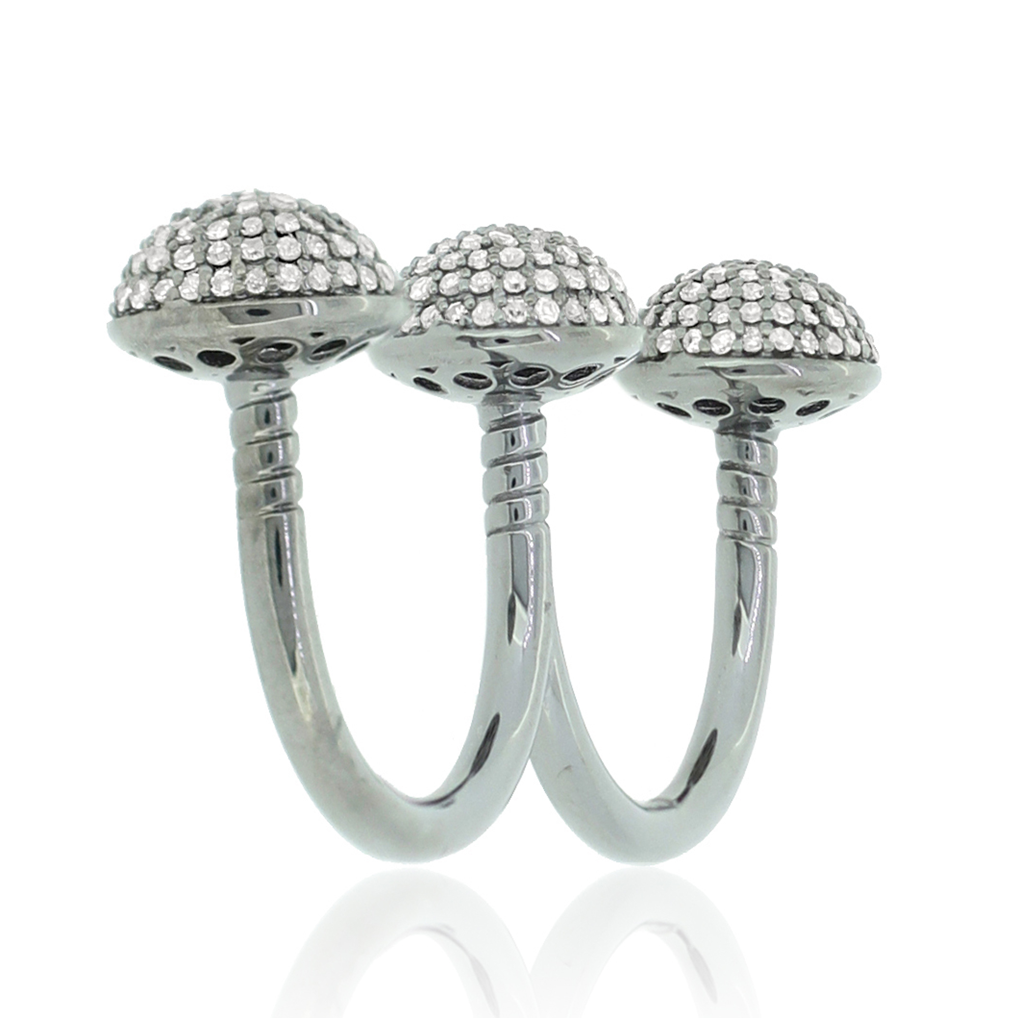 Sterling Silver Round Diamond Multifinger Ring