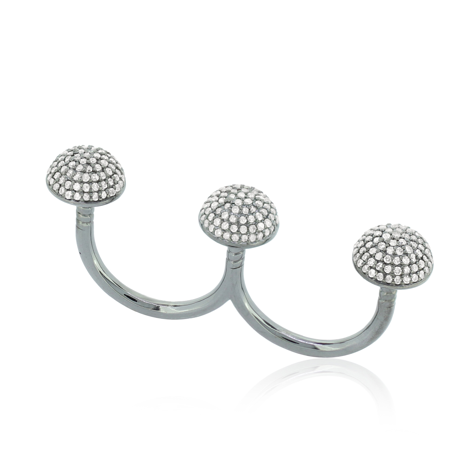 Sterling Silver Round Diamond Multifinger Ring