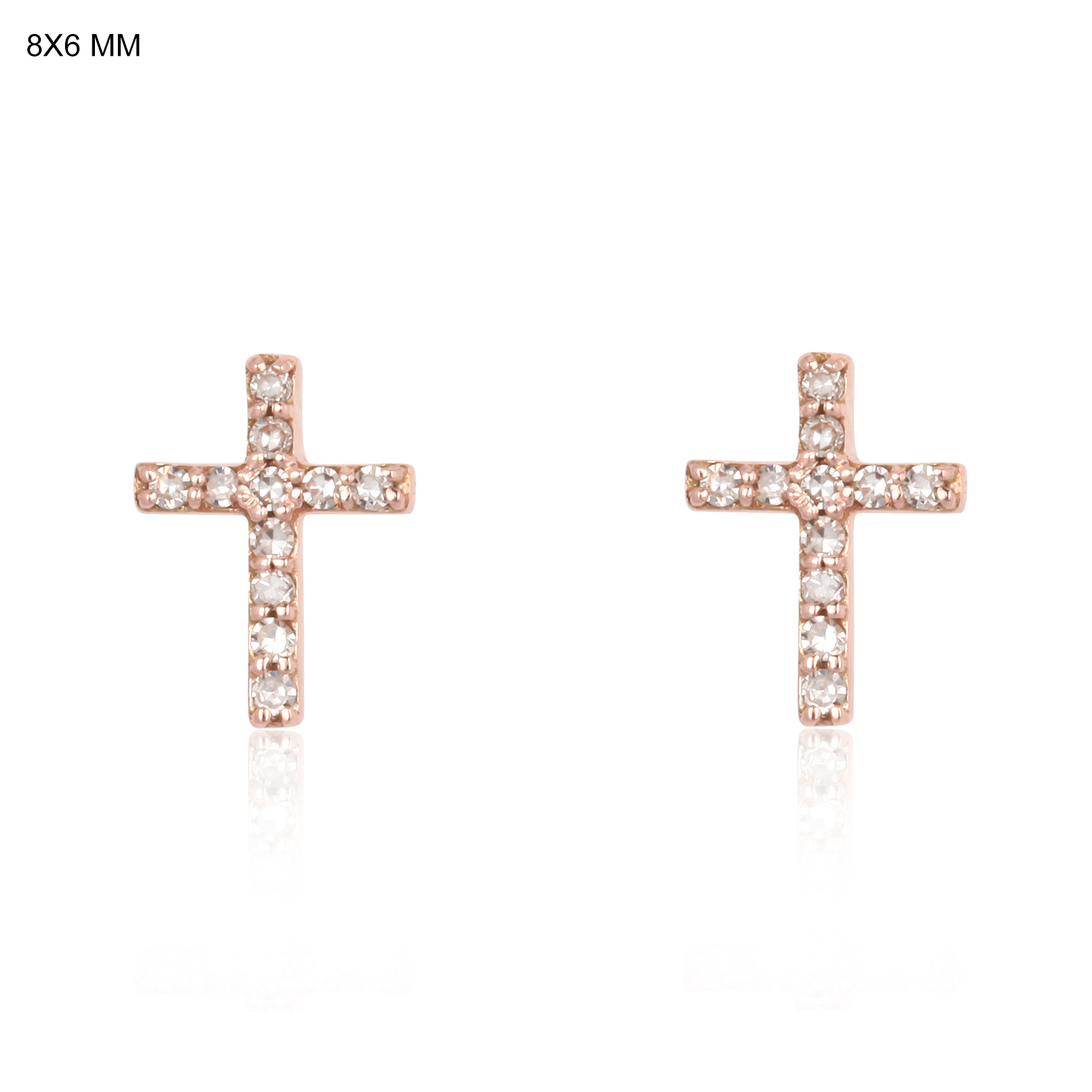Sterling Silver Cross Diamond Studs