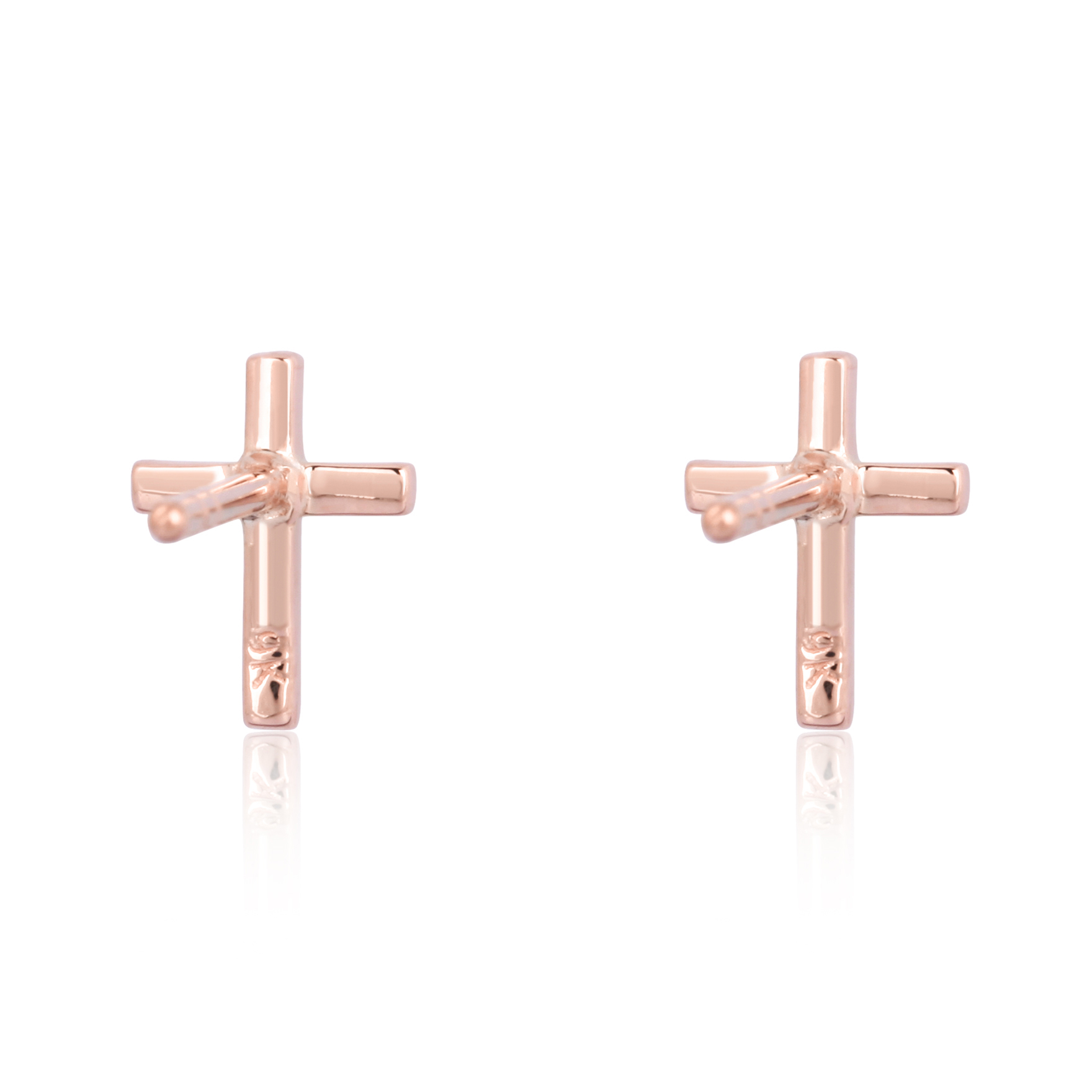 Rose Gold Cross Diamond Studs