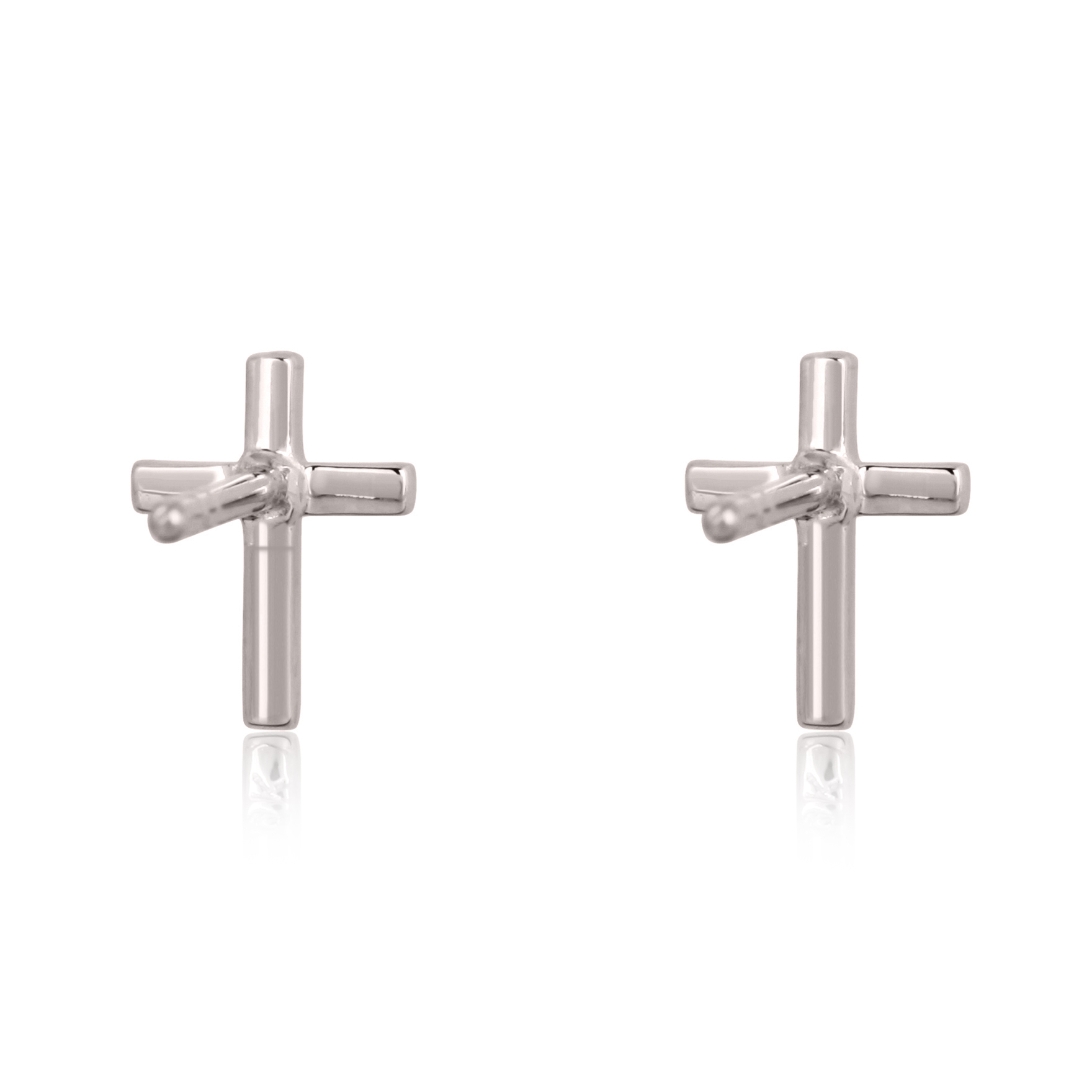 Sterling Silver Cross Diamond Studs