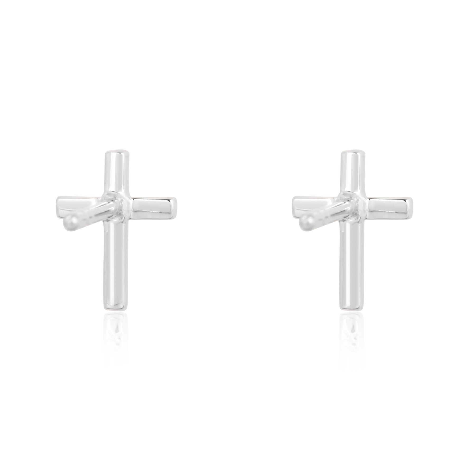 Sterling Silver Cross Diamond Studs