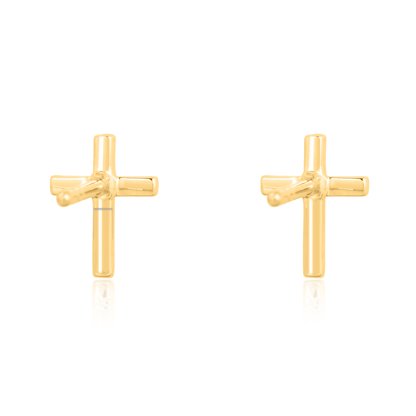 Yellow Gold Cross Diamond Studs
