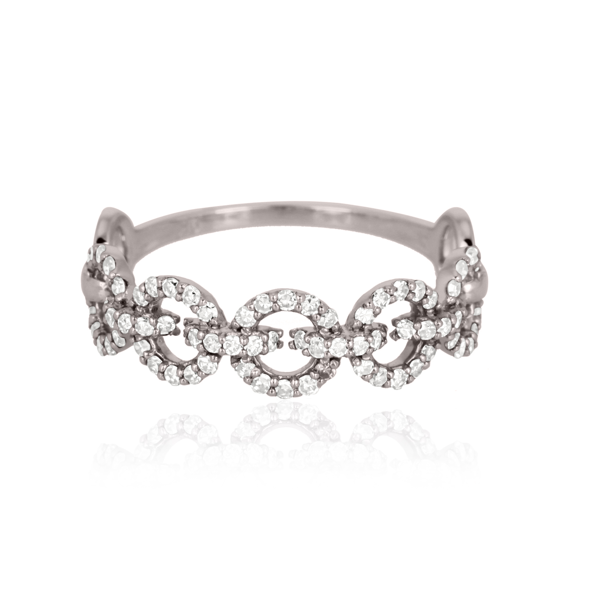 Sterling Silver Link Diamond Ring