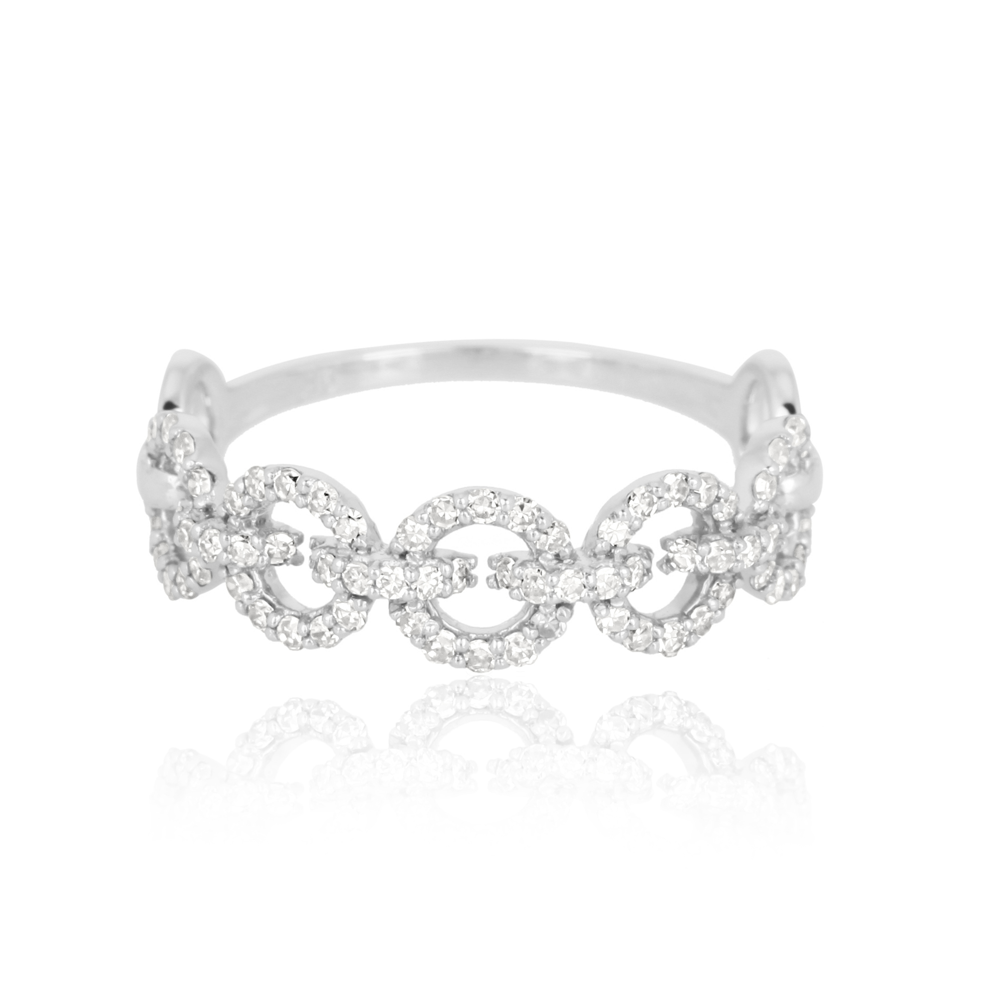 Sterling Silver Link Diamond Ring