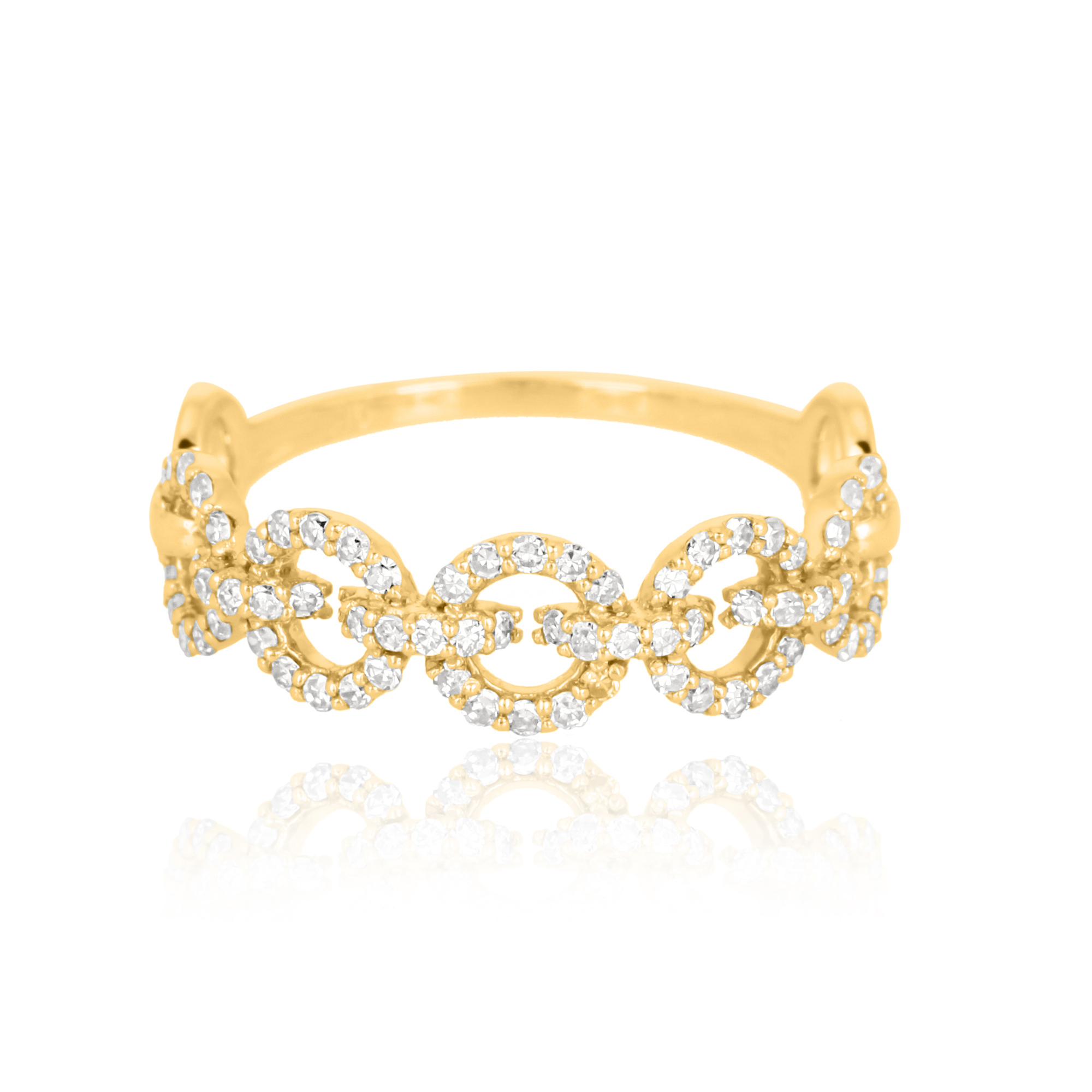 Sterling Silver Link Diamond Ring