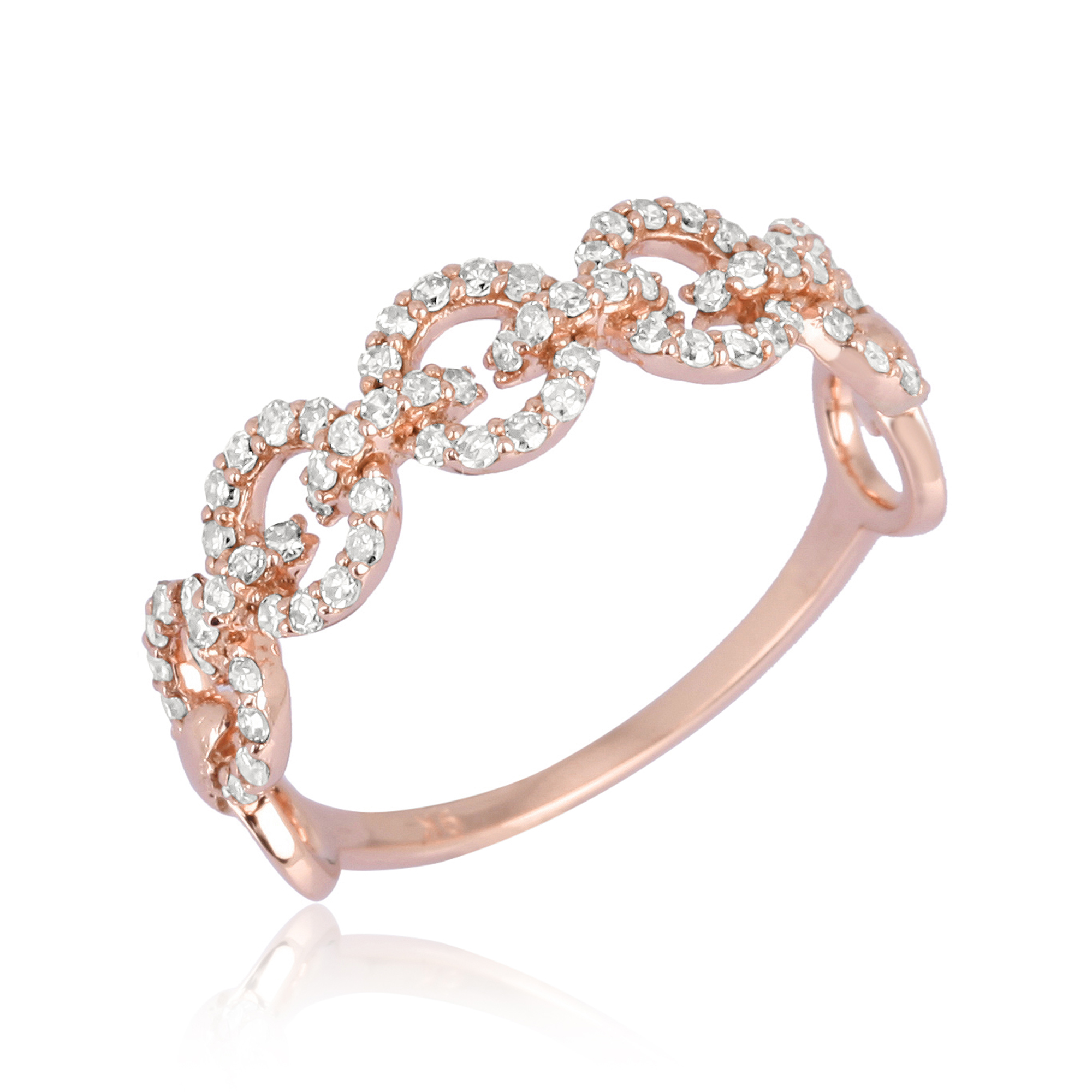 Sterling Silver Link Diamond Ring