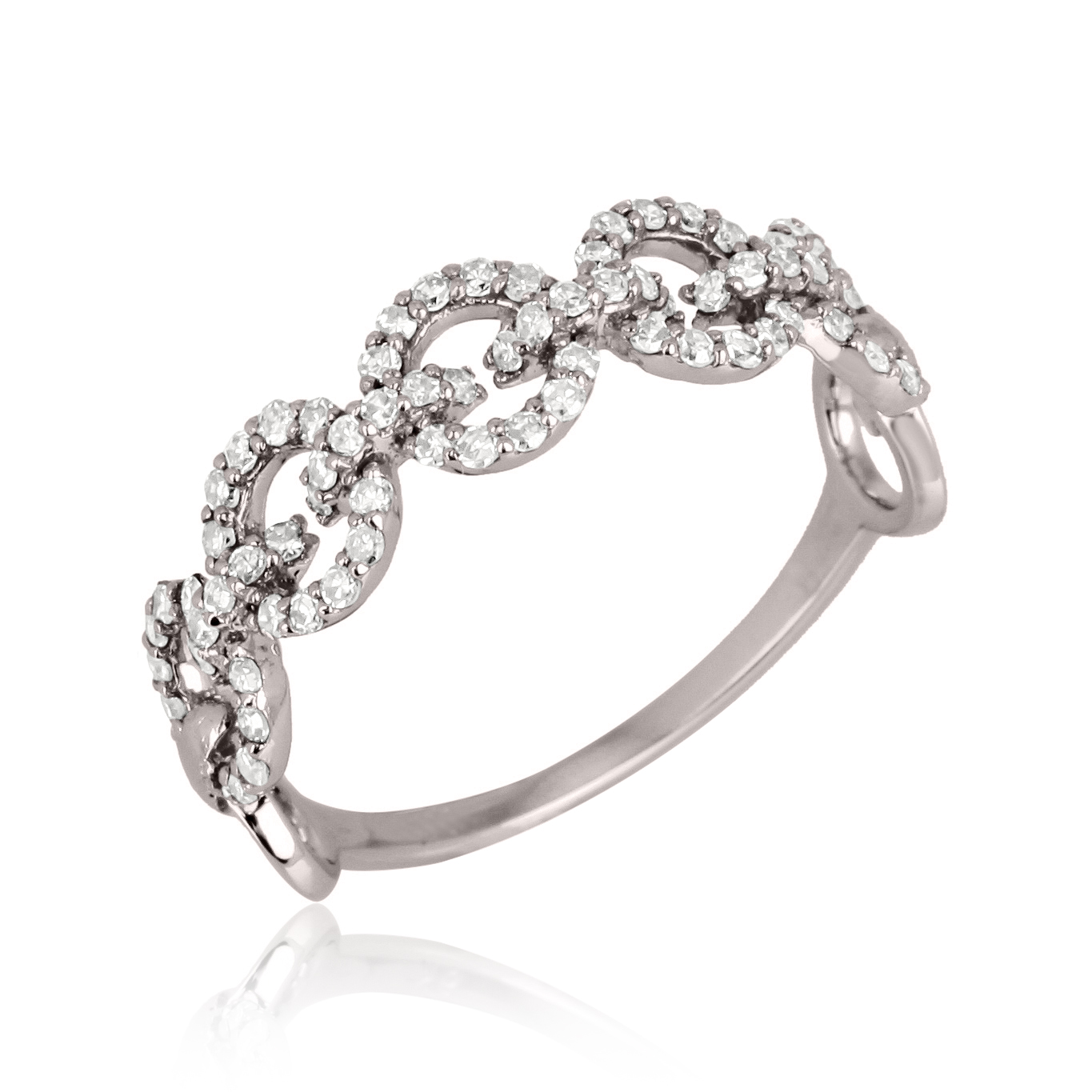 Sterling Silver Link Diamond Ring