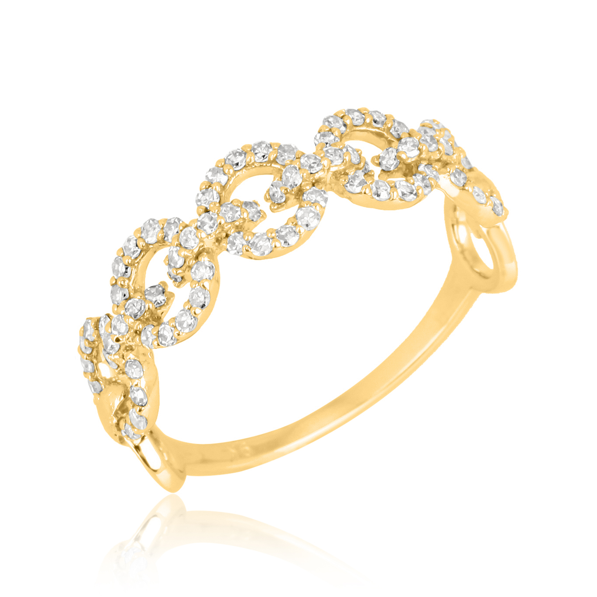 Sterling Silver Link Diamond Ring
