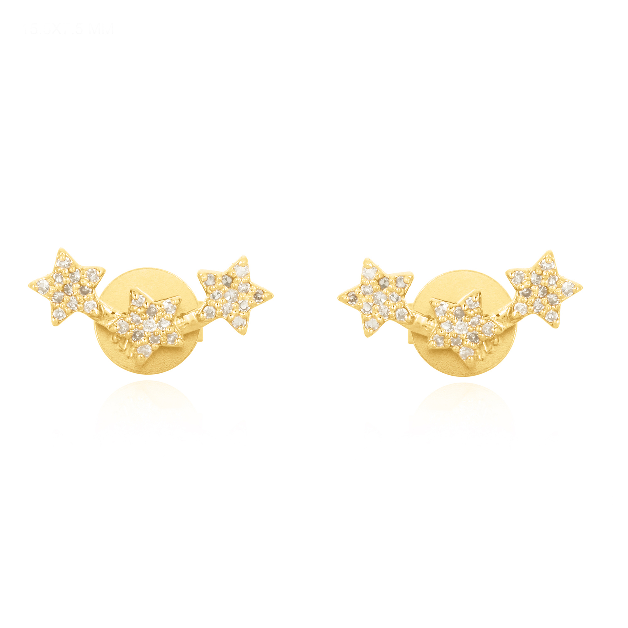 Yellow Gold Diamond Tri Star Climber Earrings