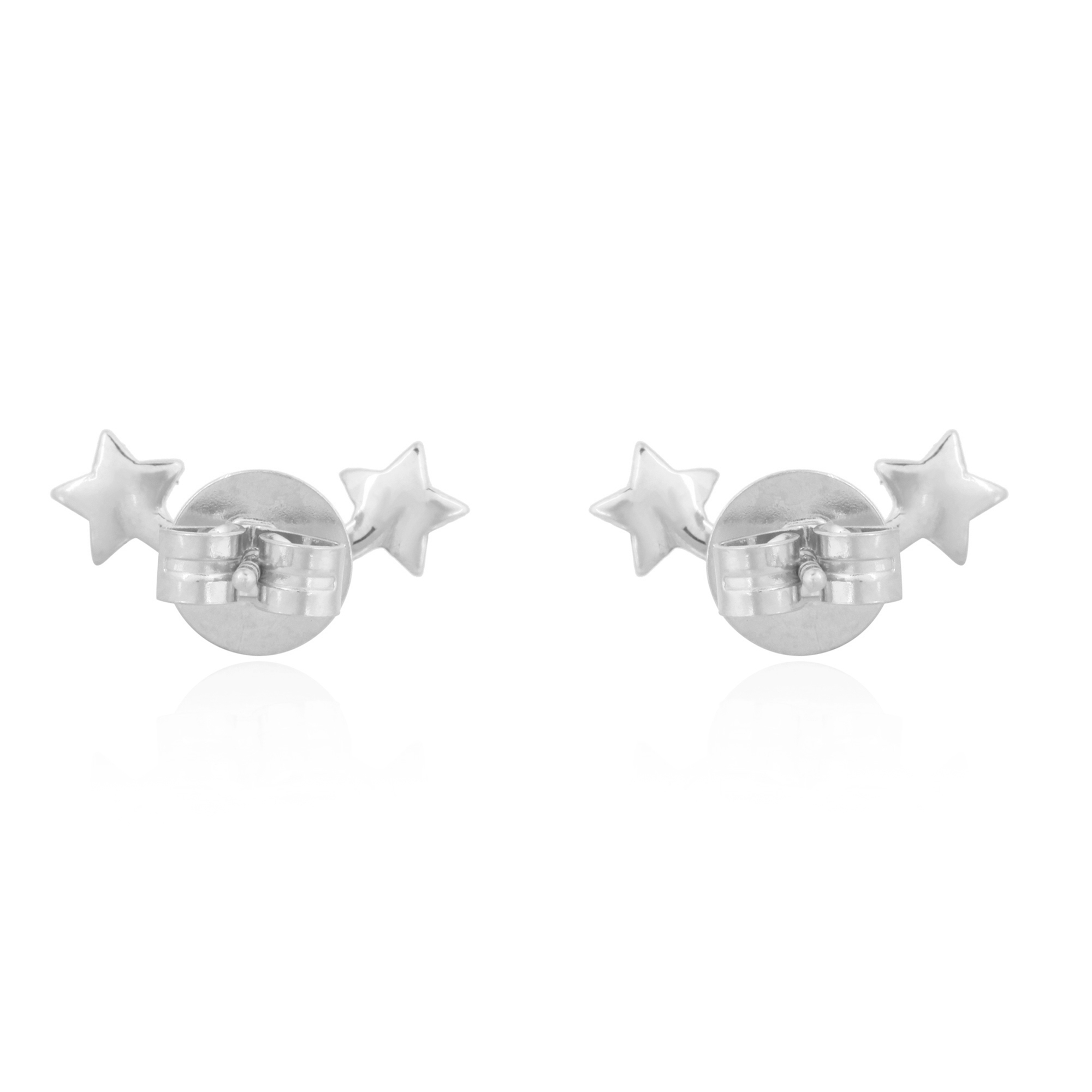 White Gold Diamond Tri Star Climber Earrings