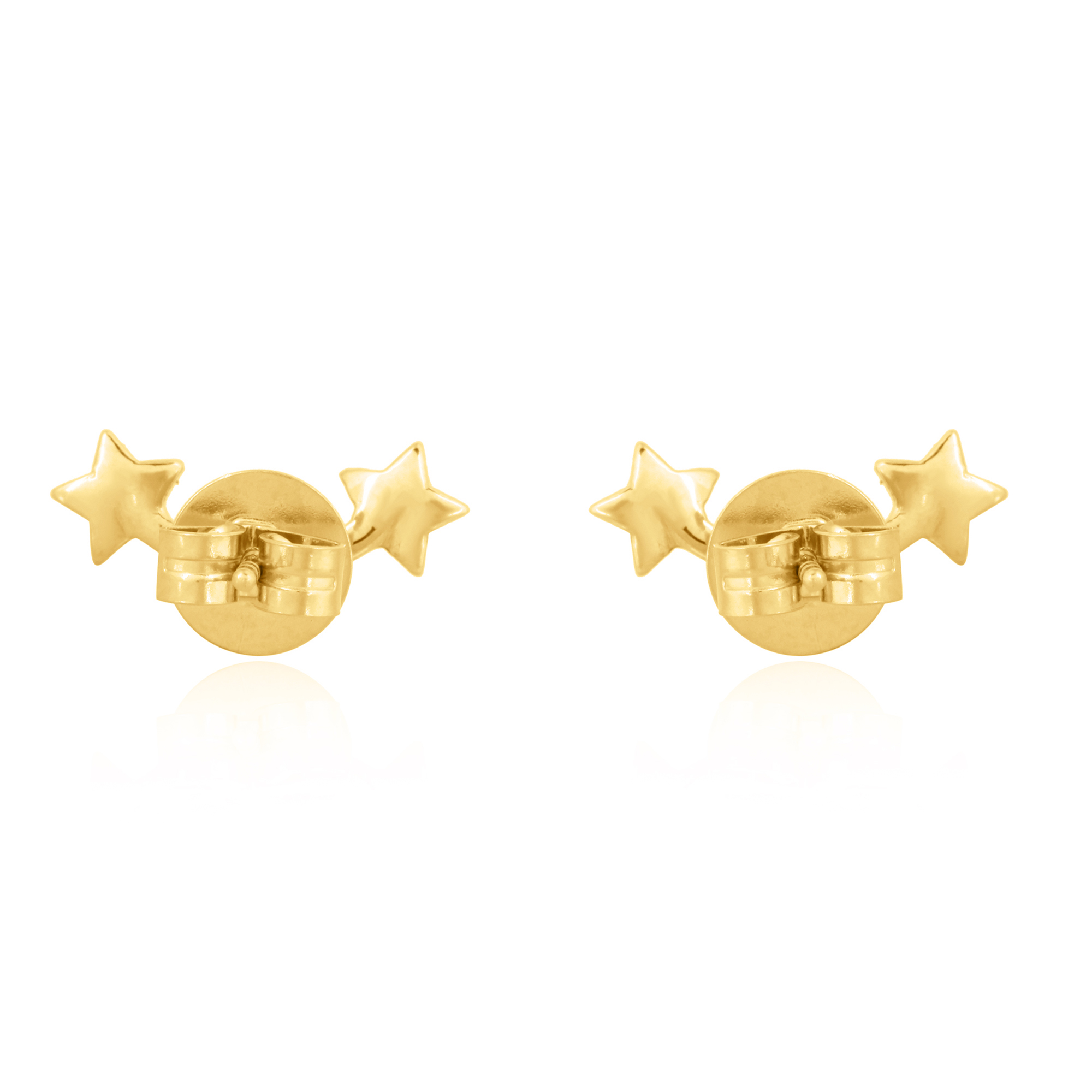Yellow Gold Diamond Tri Star Climber Earrings