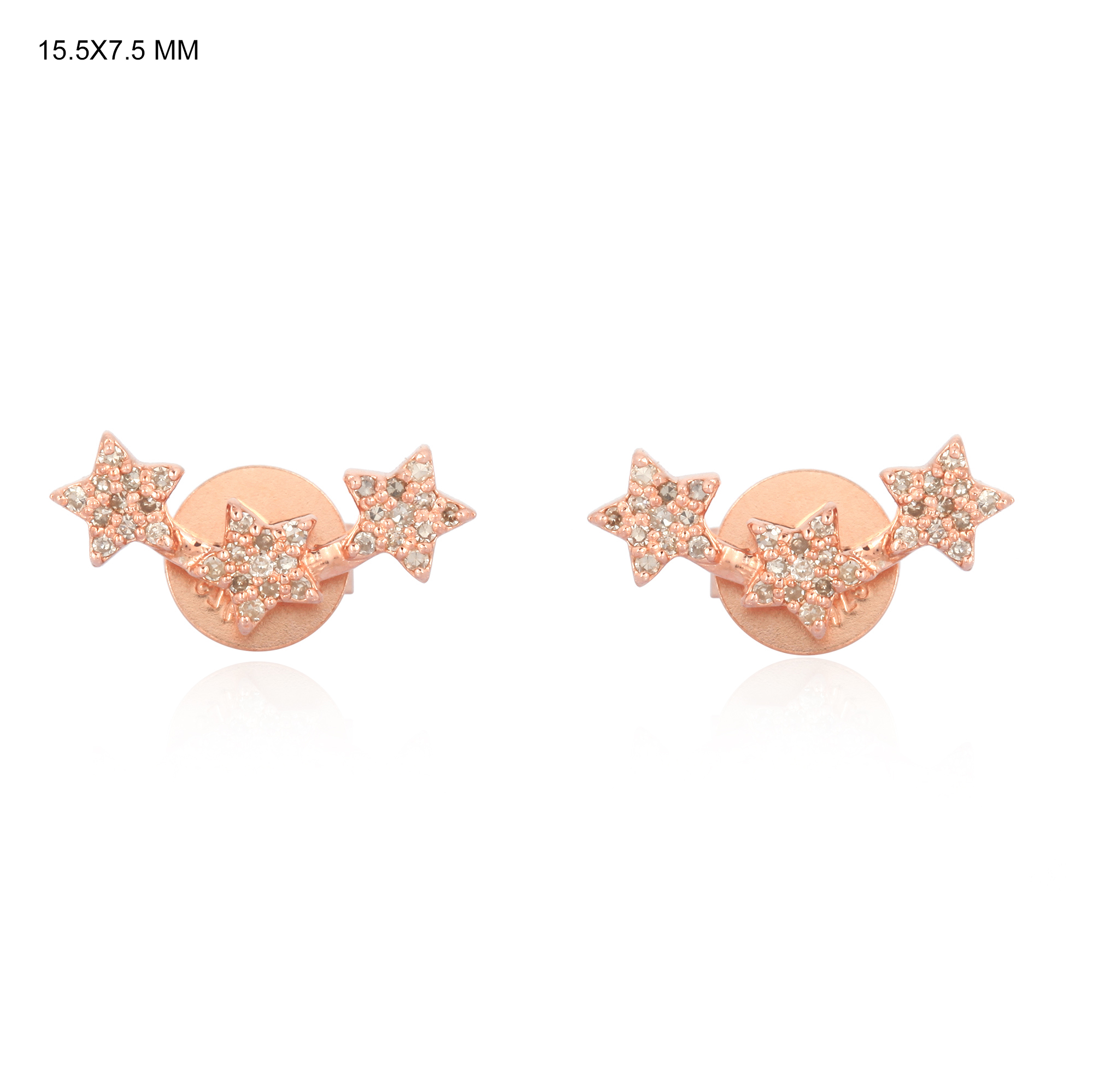 Rose Gold Diamond Tri Star Climber Earrings