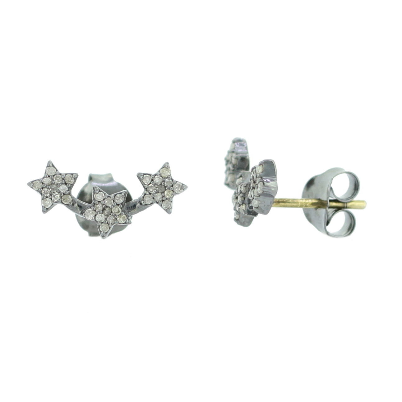 Sterling Silver Diamond Tri Star Climber Earrings