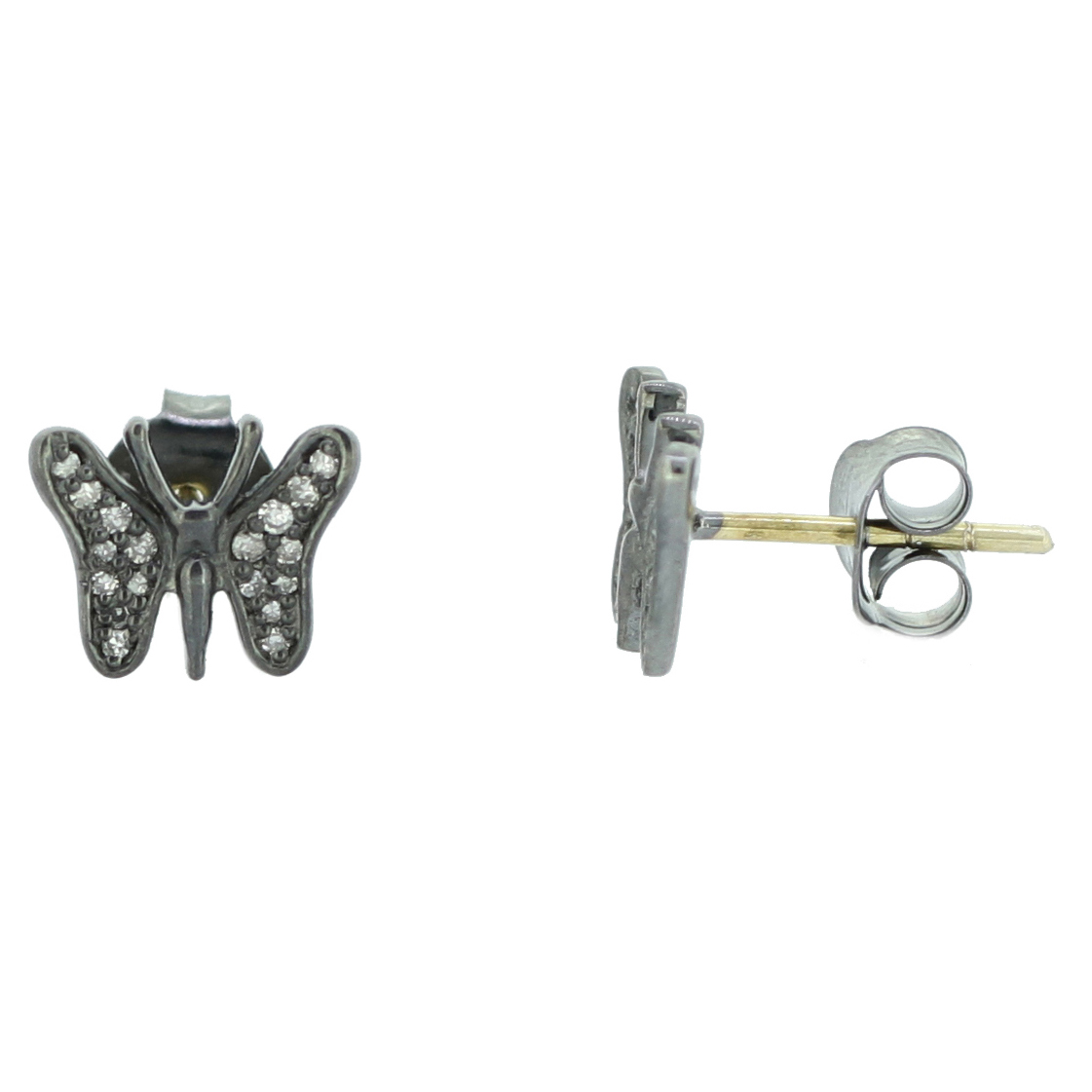 Sterling Silver Diamond Butterfly Studs
