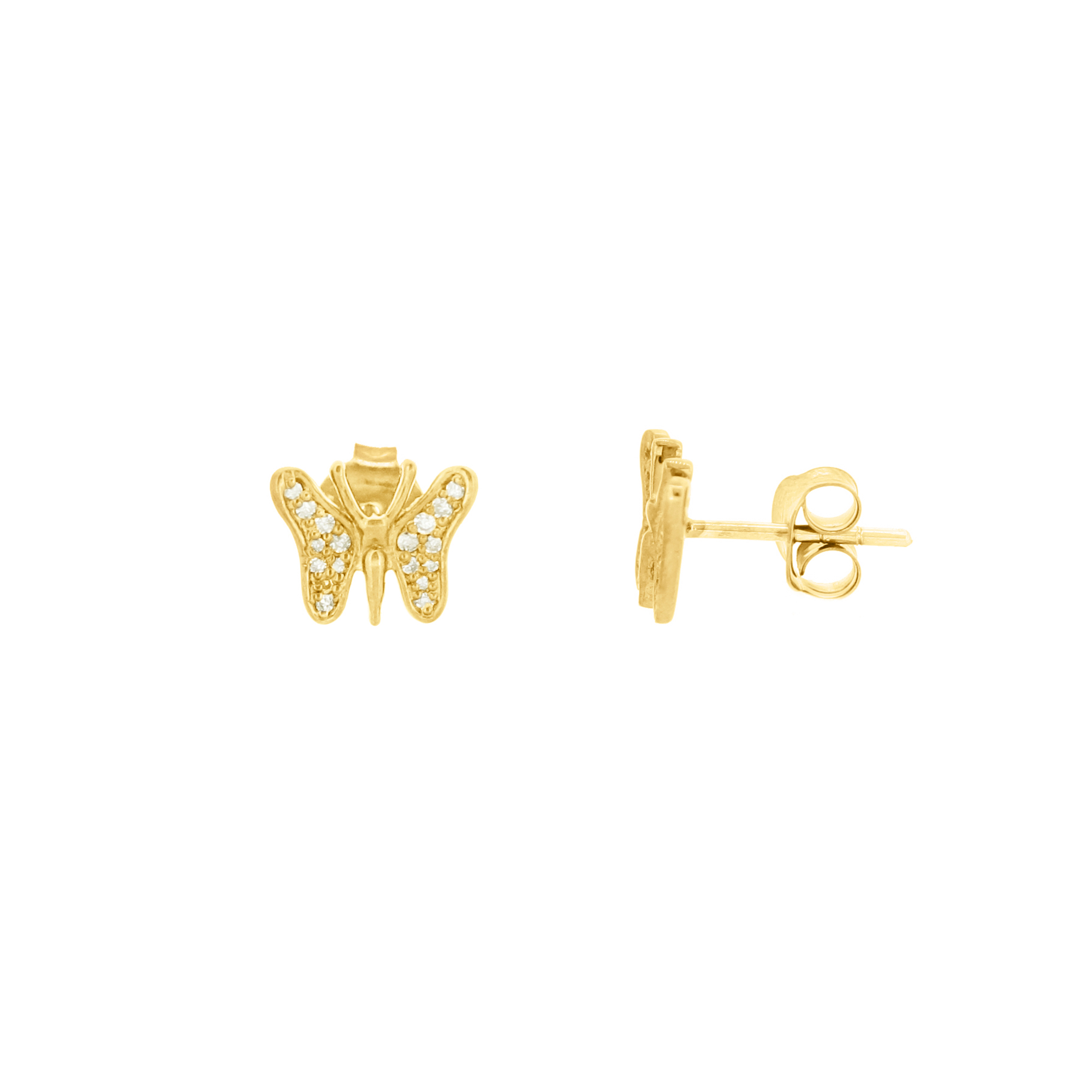 Yellow Gold Diamond Butterfly Studs
