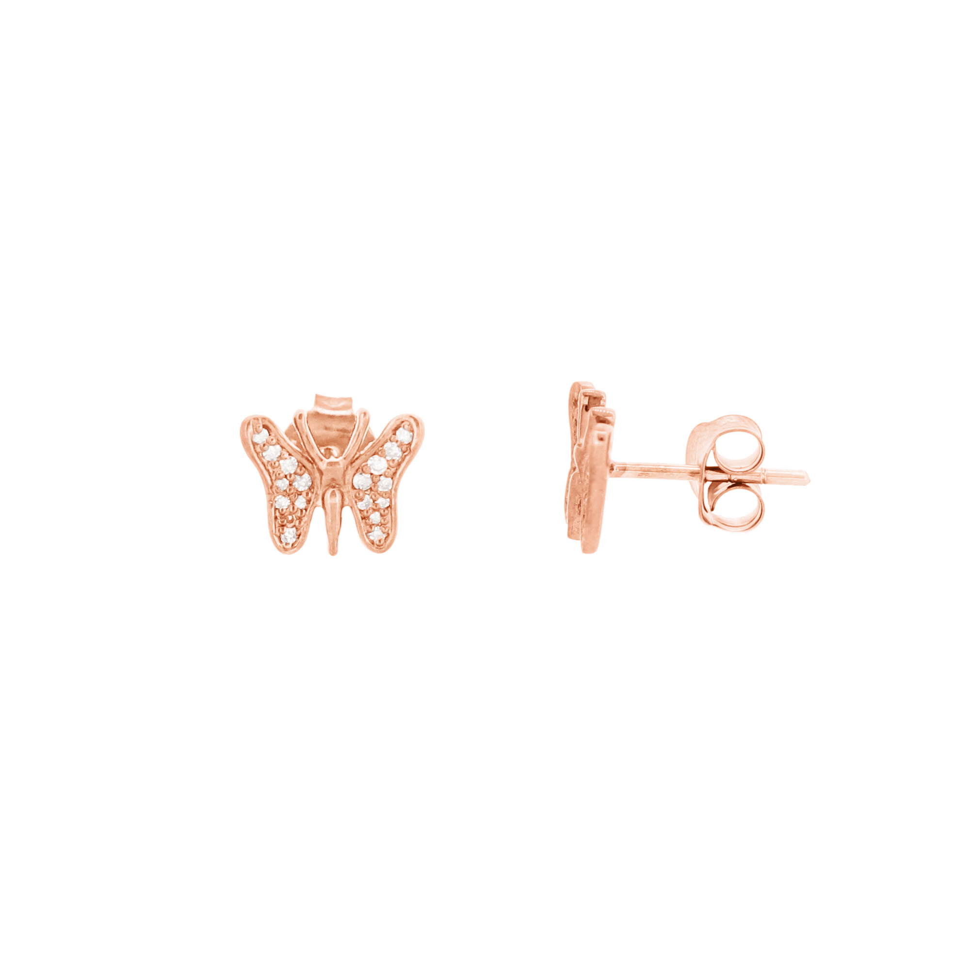 Rose Gold Diamond Butterfly Studs