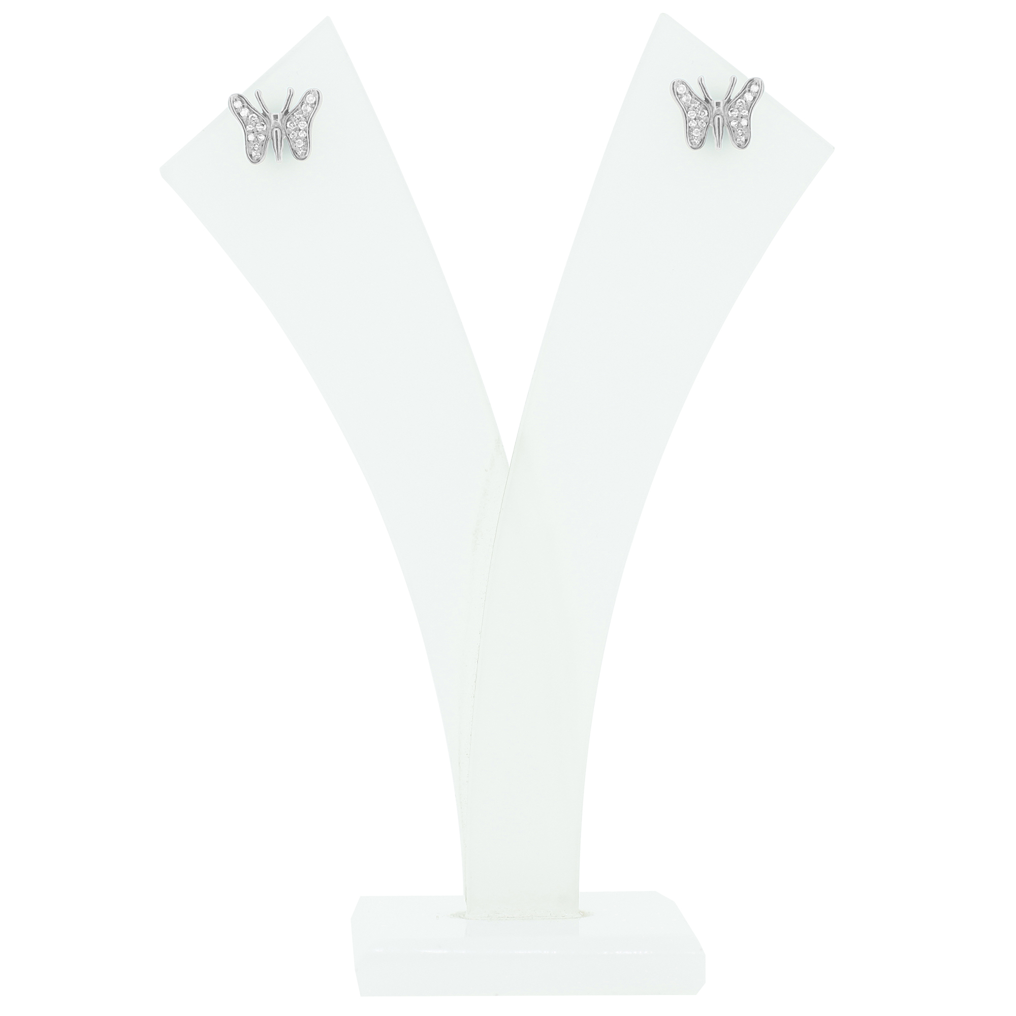 Sterling Silver Diamond Butterfly Studs
