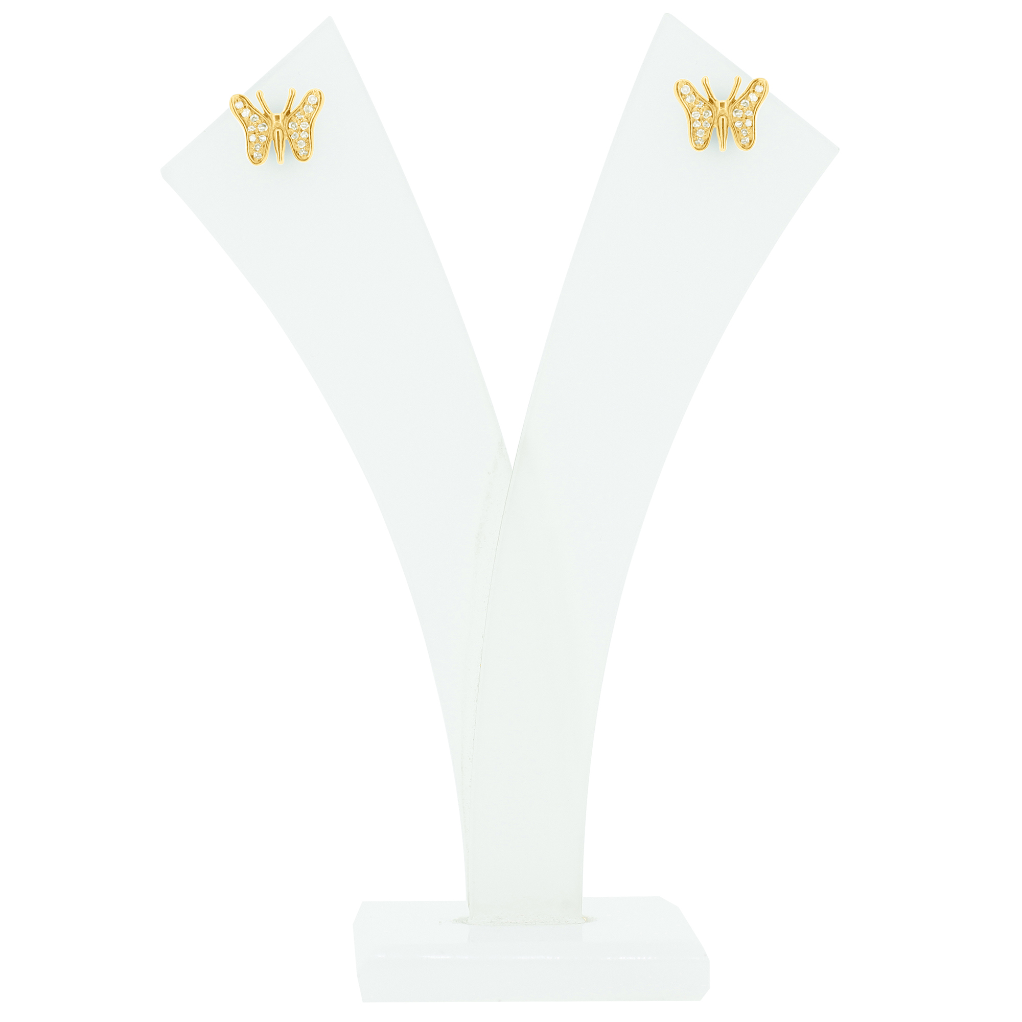 Sterling Silver Diamond Butterfly Studs