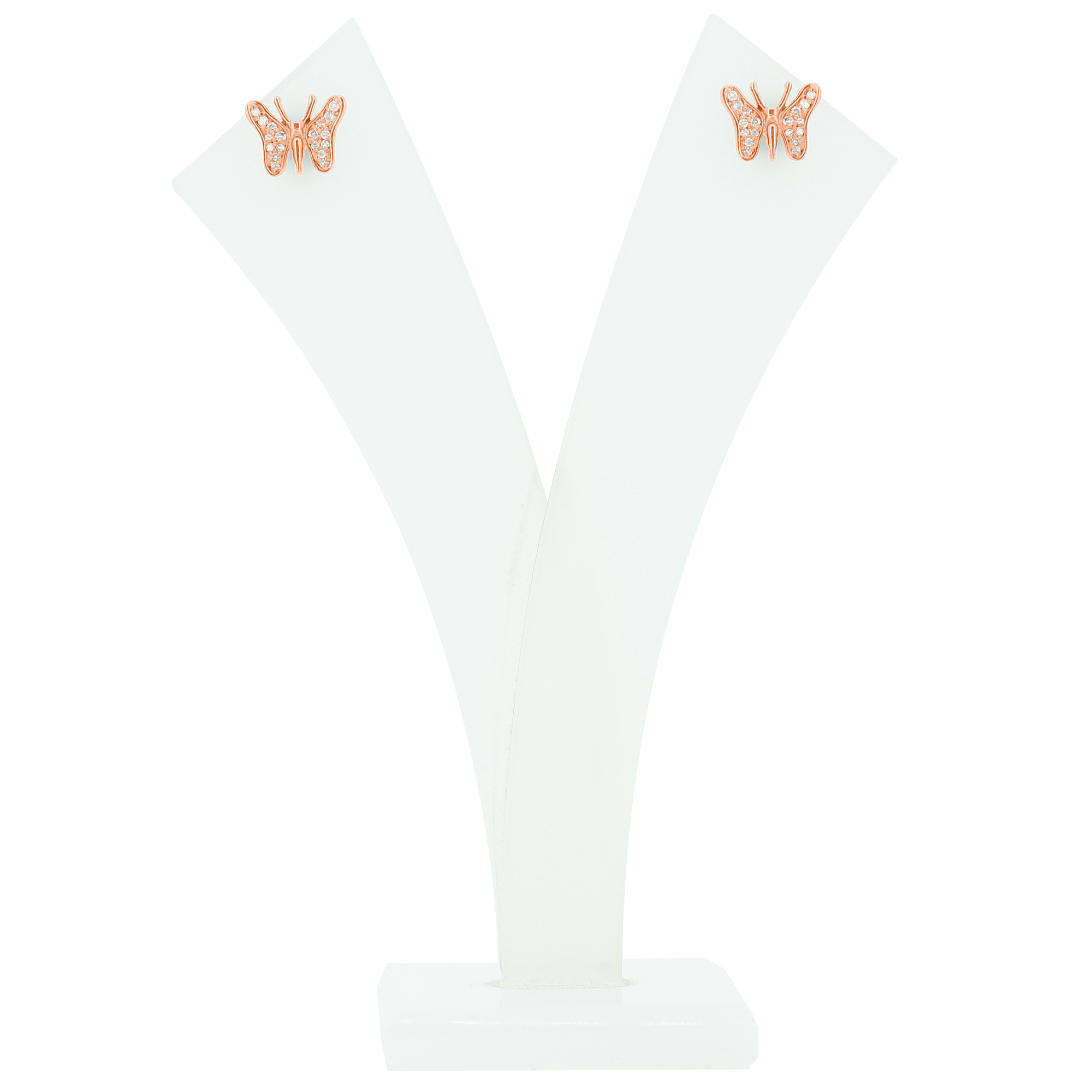 Sterling Silver Diamond Butterfly Studs