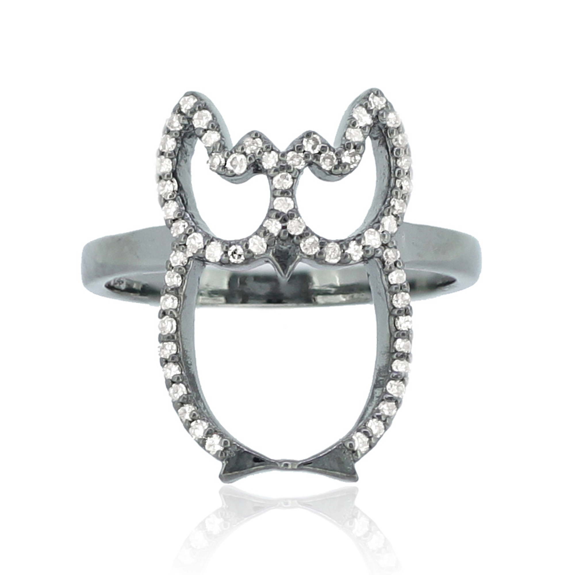 Sterling Silver Owl Diamond Ring
