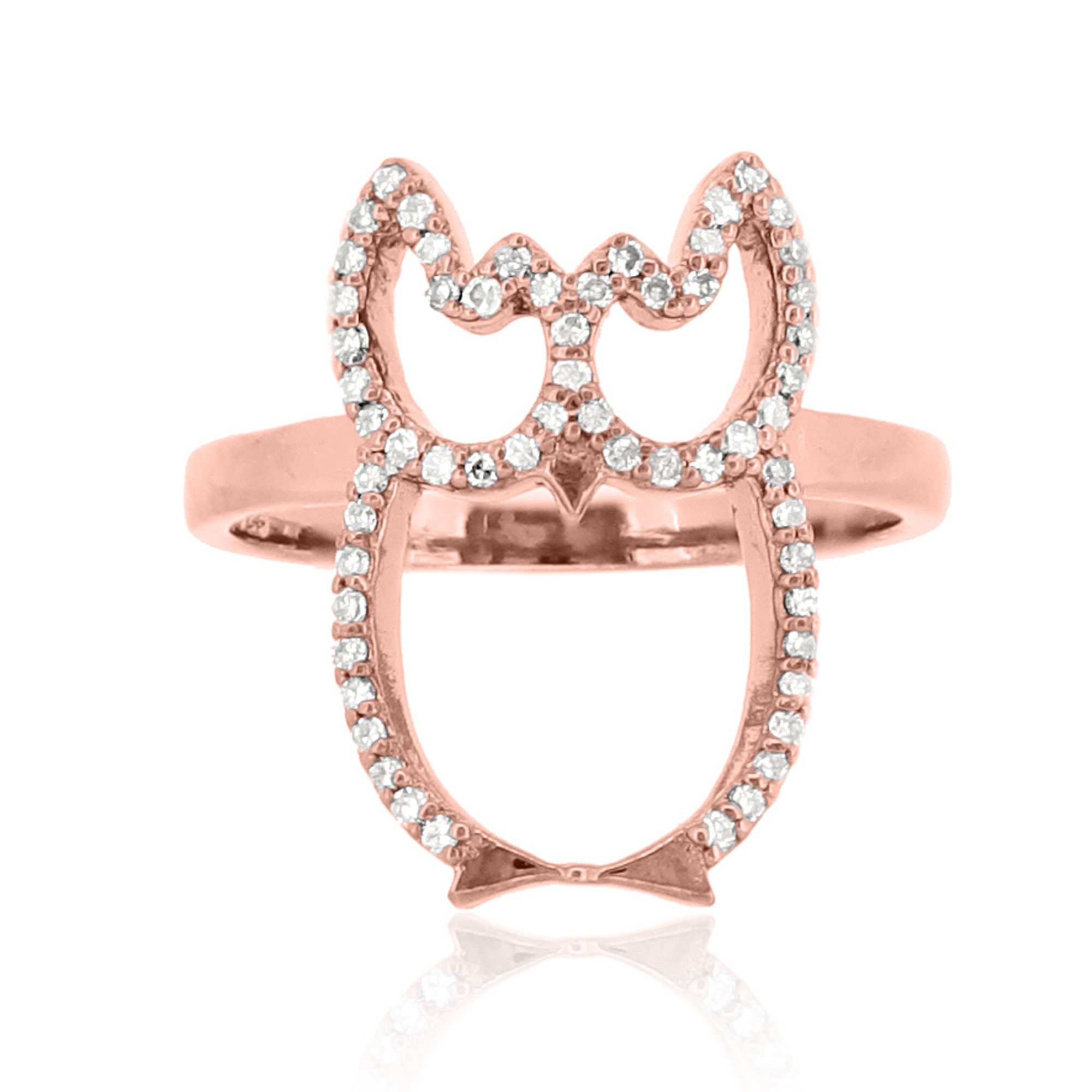 Sterling Silver Owl Diamond Ring