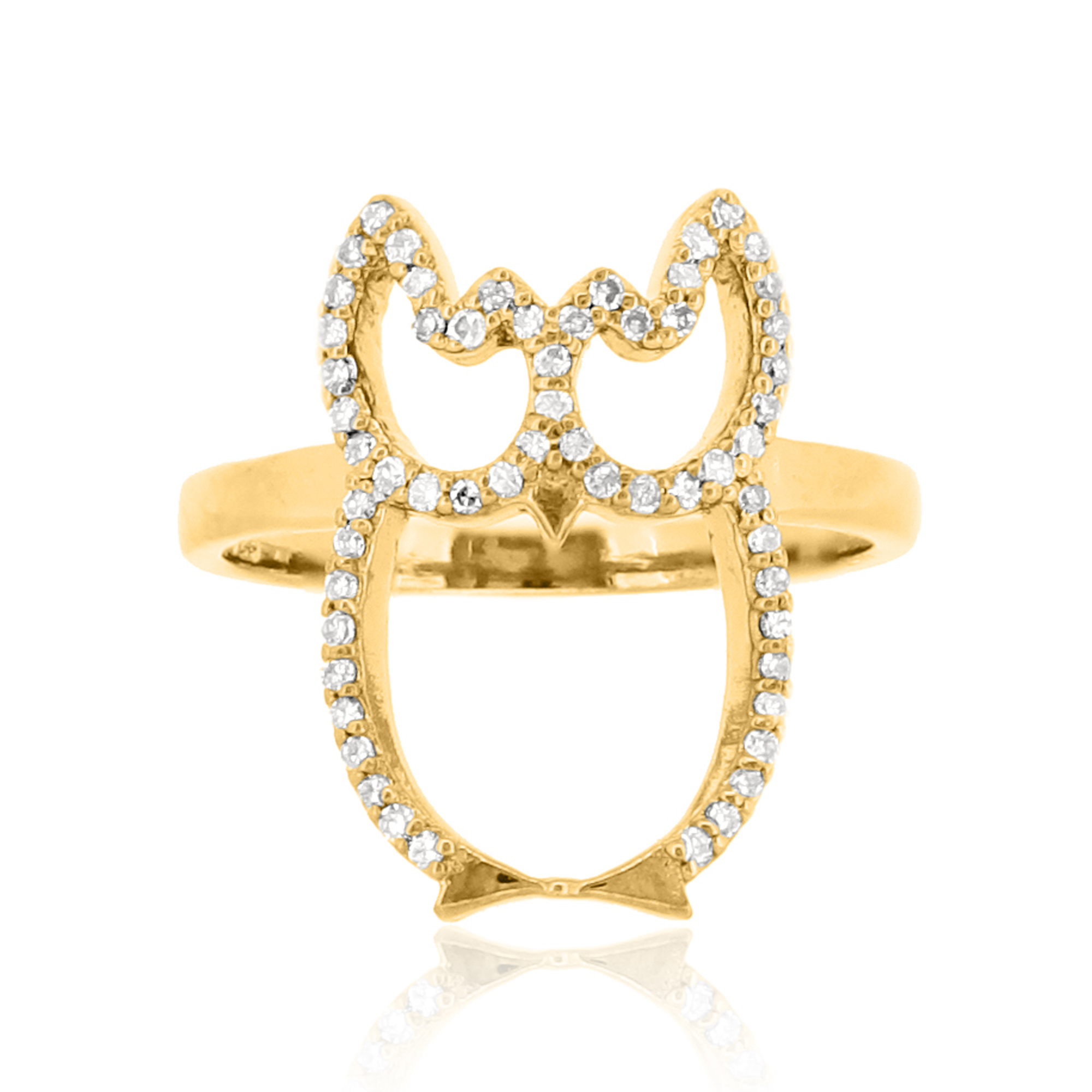 Sterling Silver Owl Diamond Ring