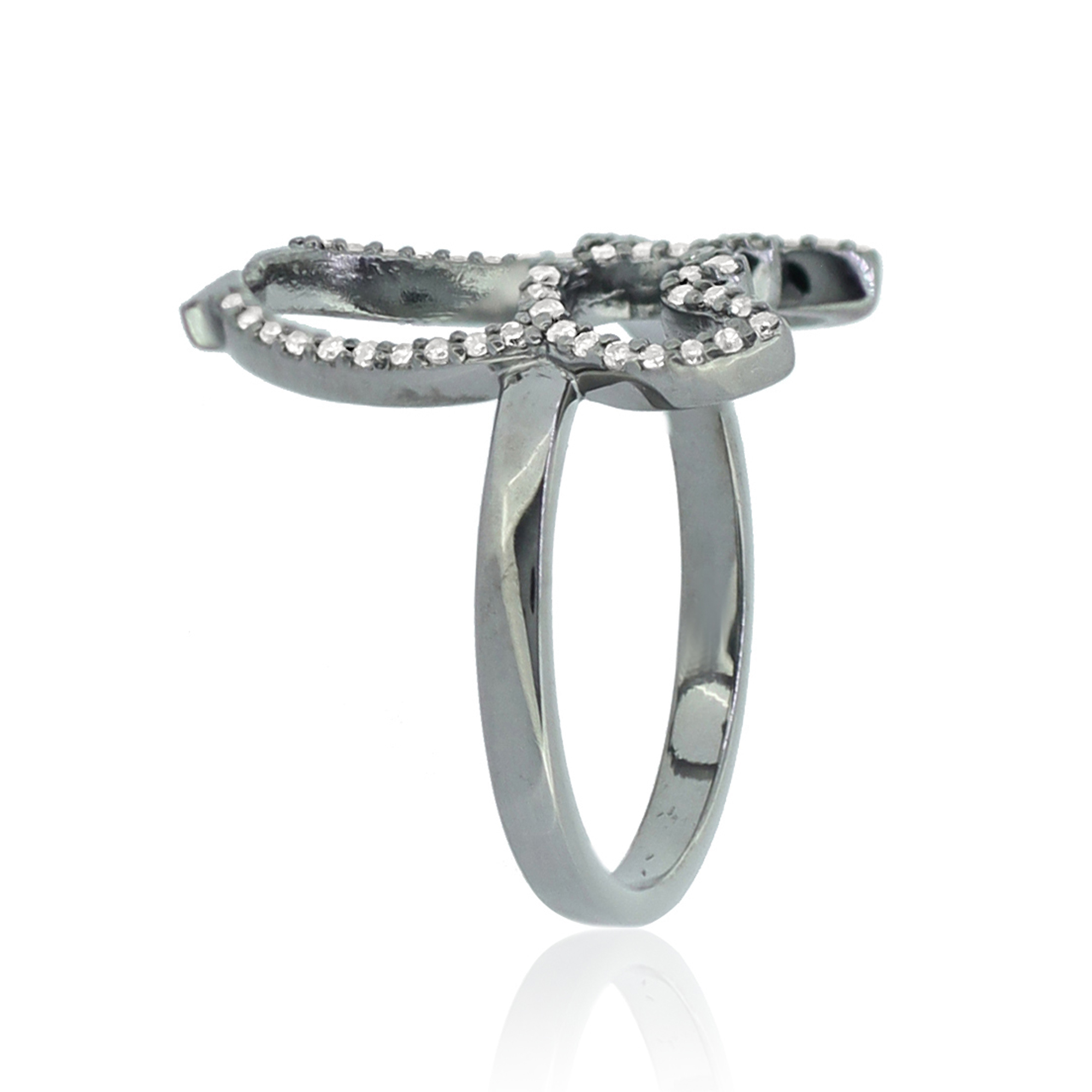 Sterling Silver Owl Diamond Ring