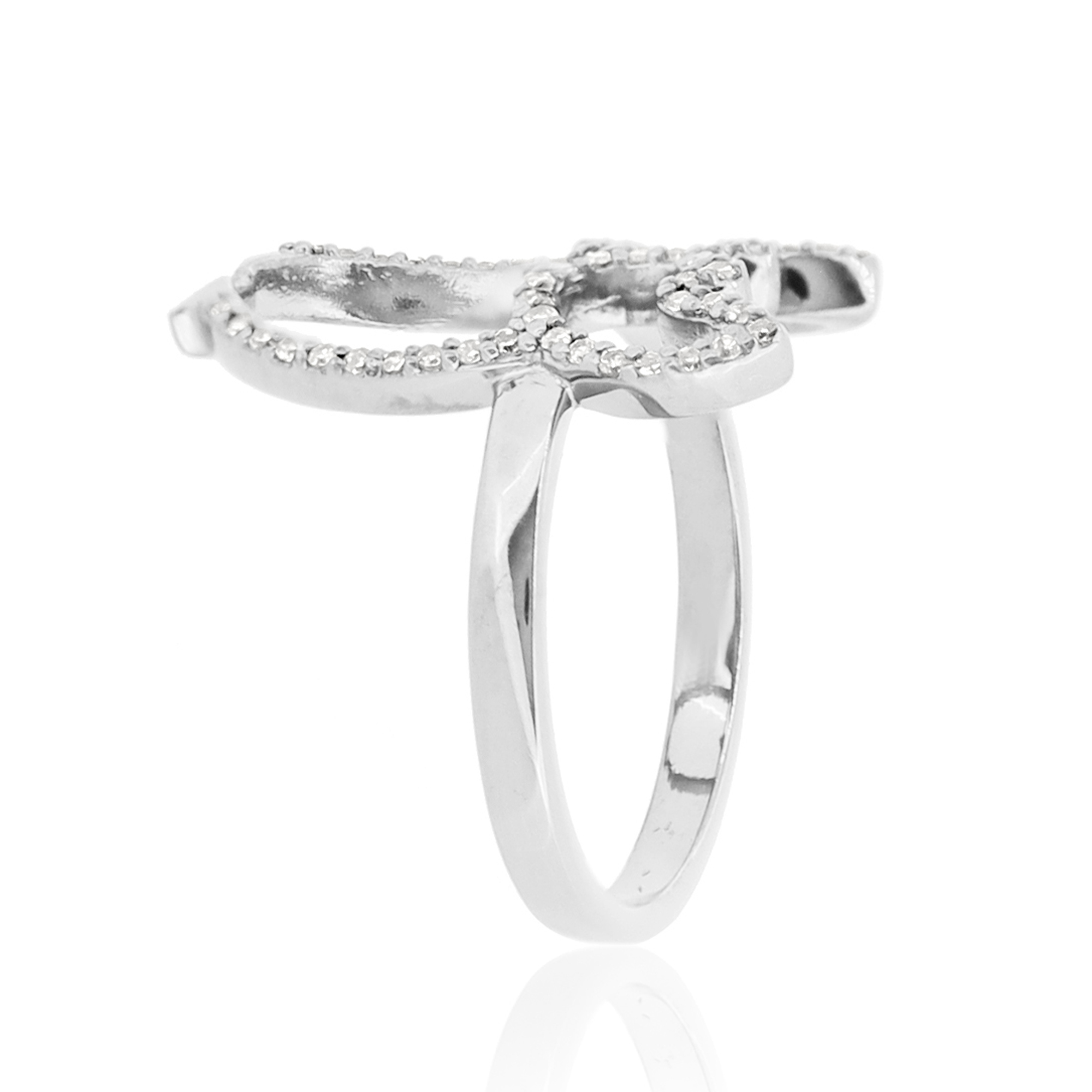 Sterling Silver Owl Diamond Ring