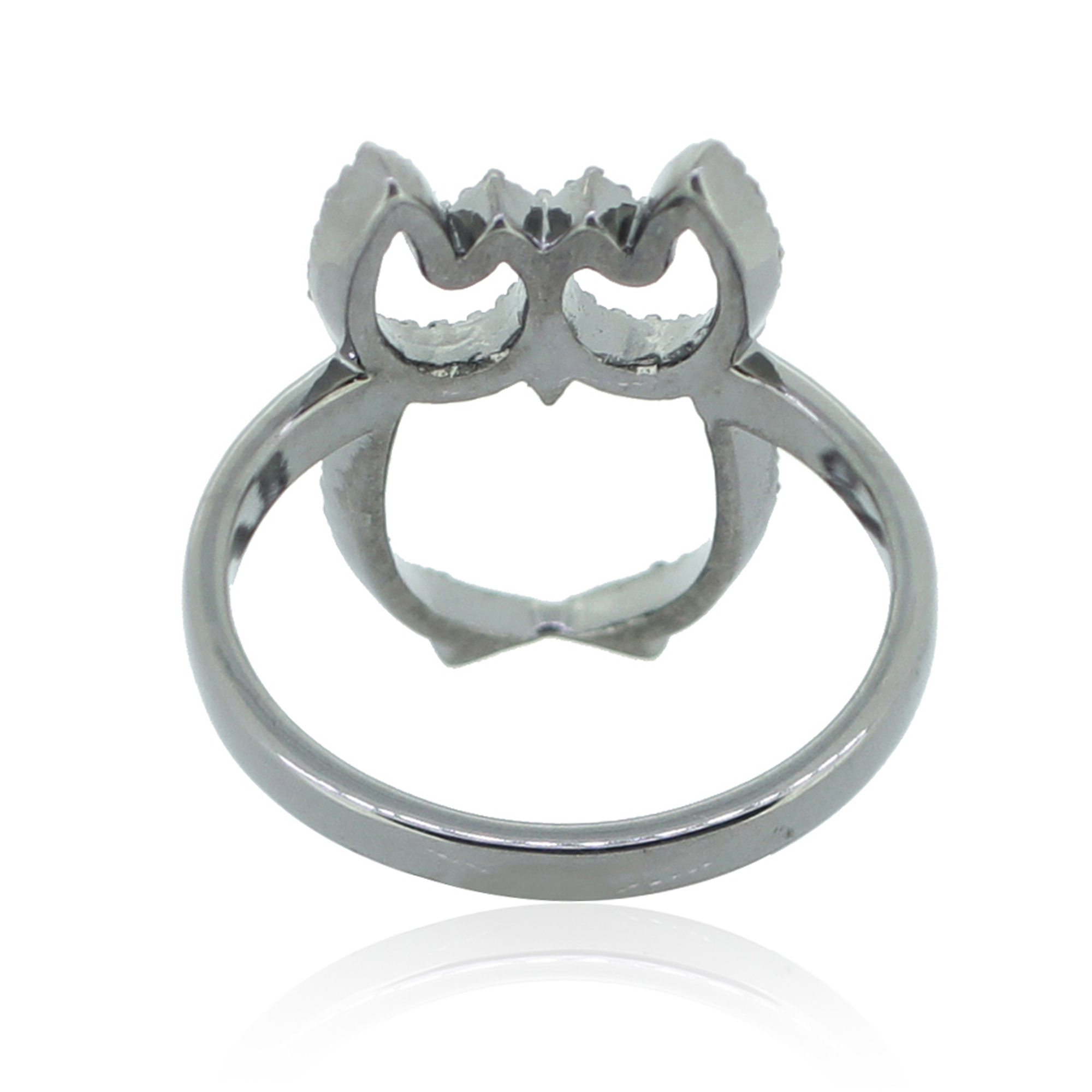 Sterling Silver Owl Diamond Ring