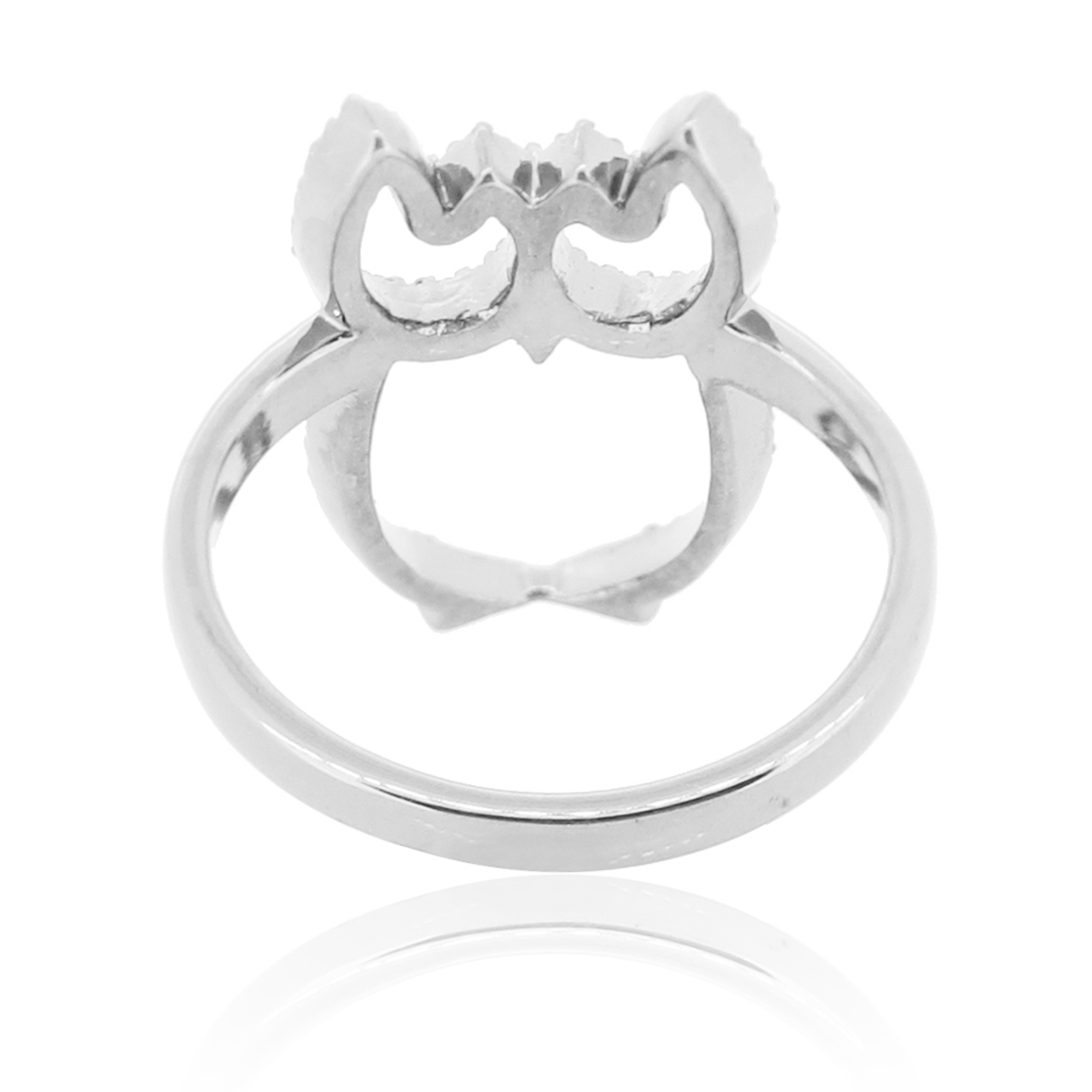 Sterling Silver Owl Diamond Ring