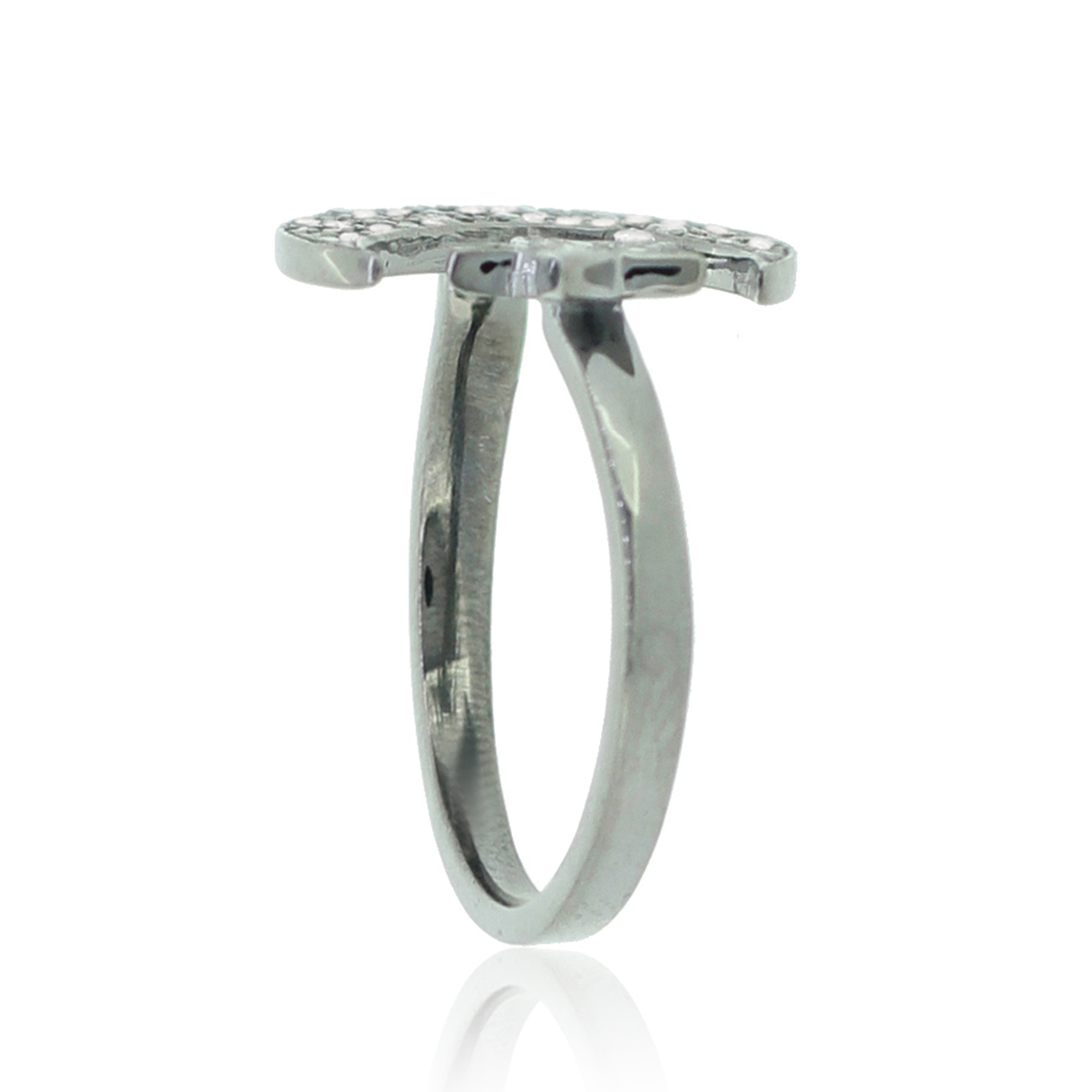 Sterling Silver Star and Moon Diamond Ring