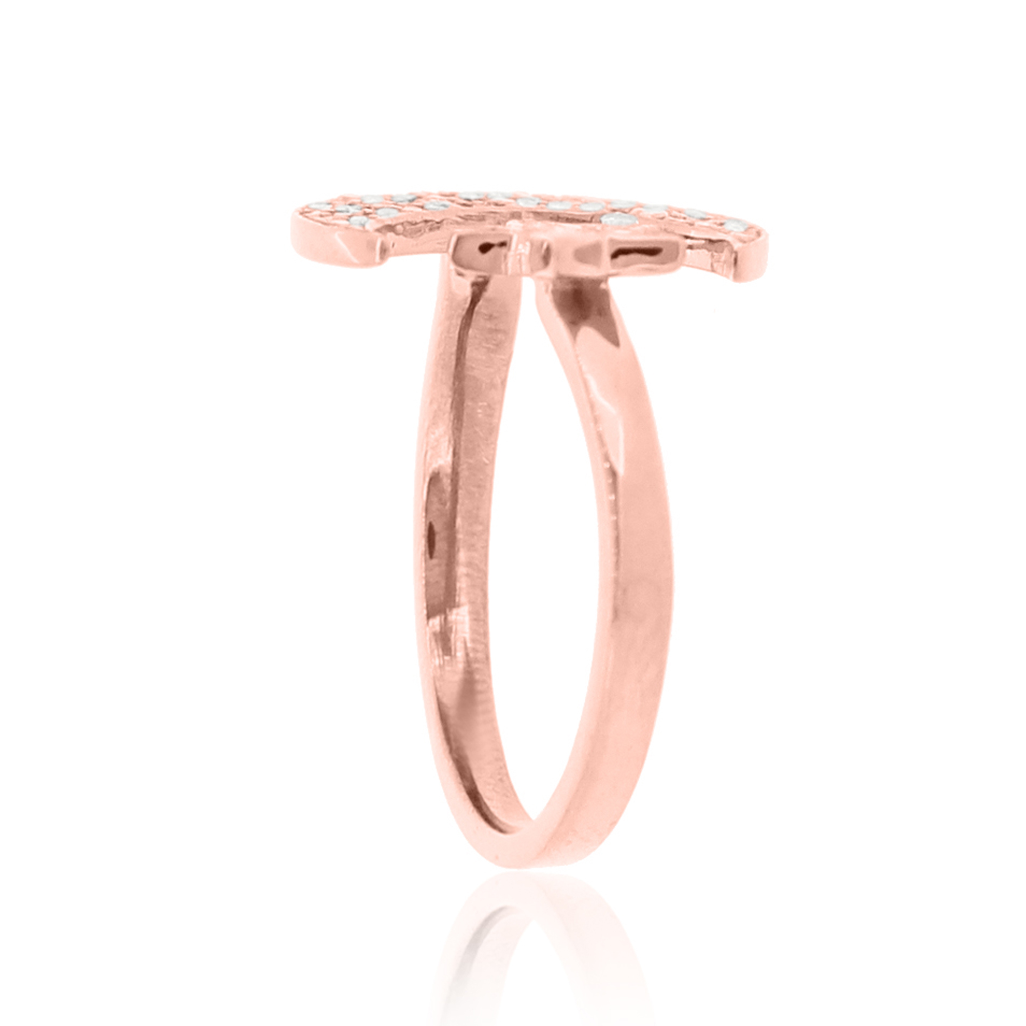 Sterling Silver Star and Moon Diamond Ring