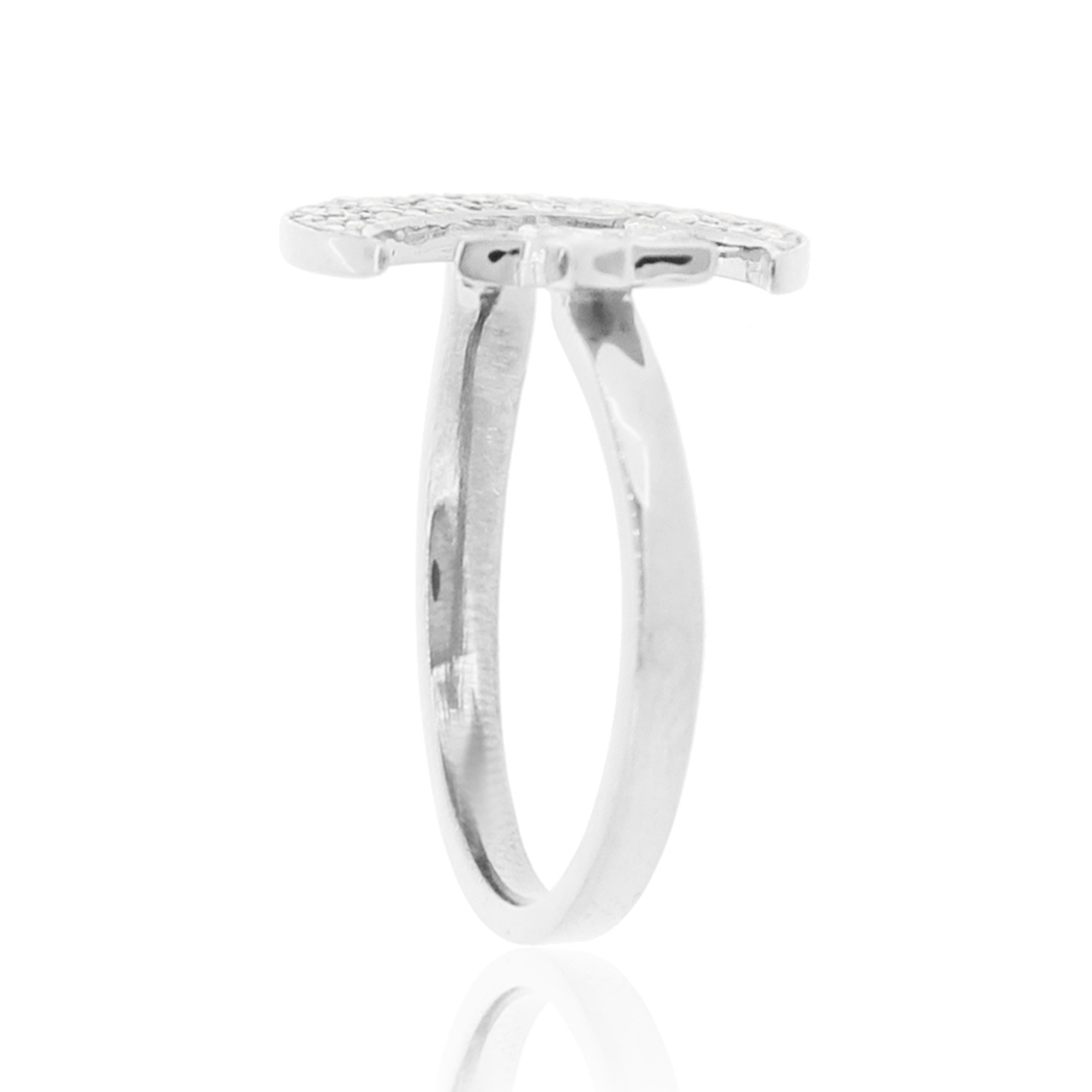 Sterling Silver Star and Moon Diamond Ring