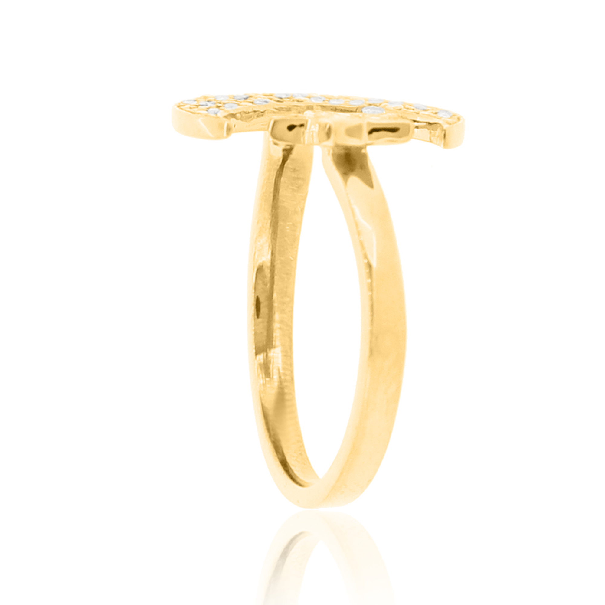 Sterling Silver Star and Moon Diamond Ring