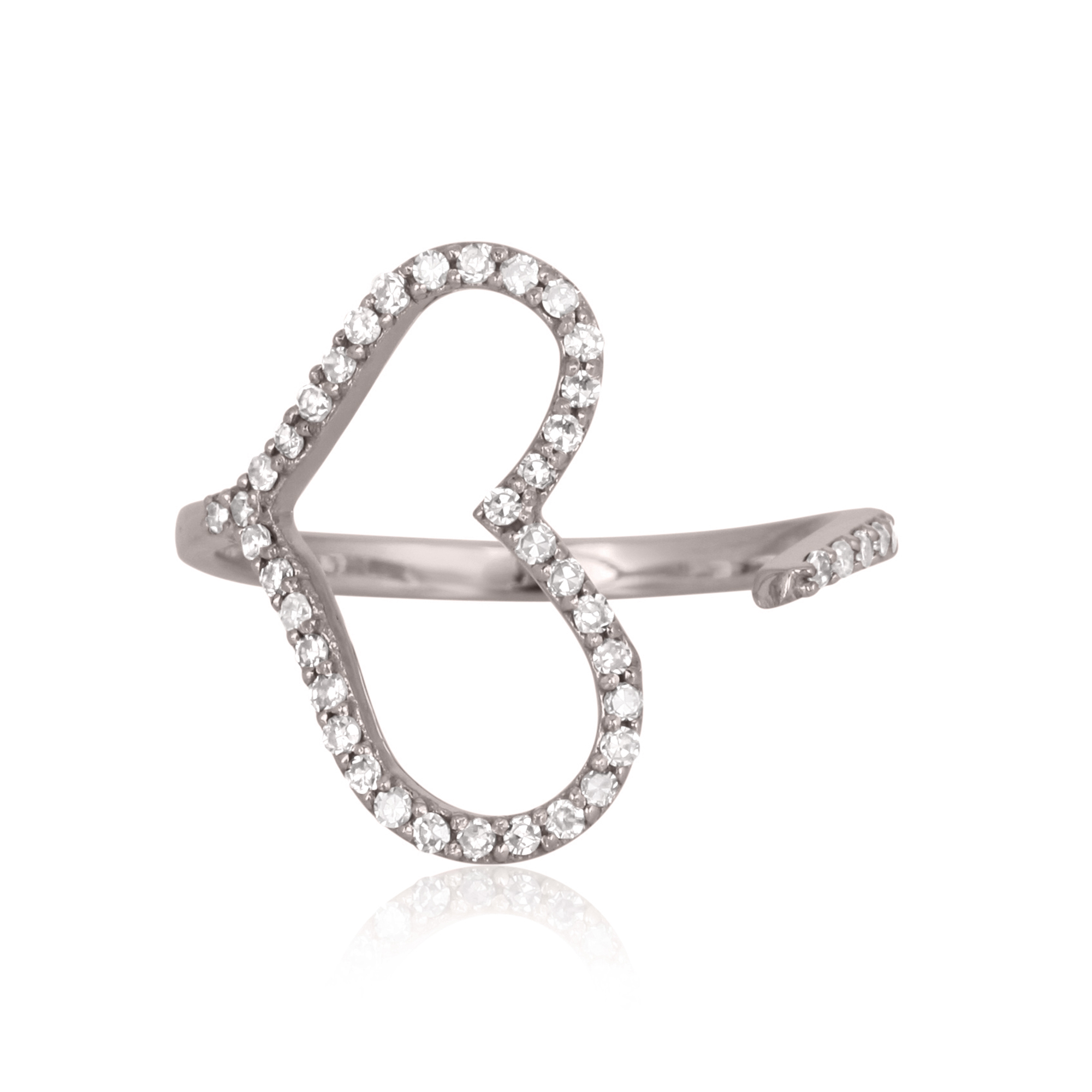 Sterling Silver Heart Diamond Gap Ring