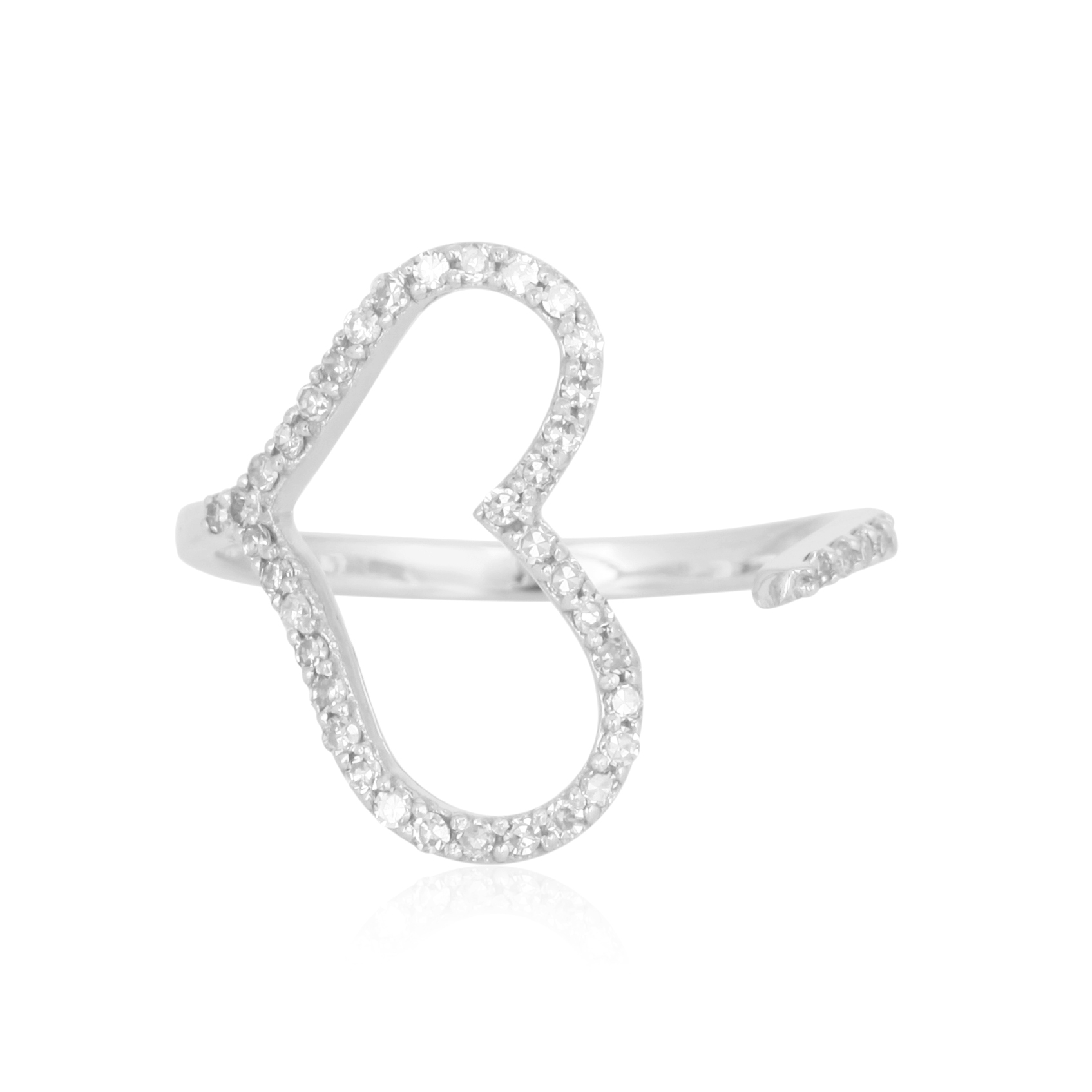 White Gold Heart Diamond Gap Ring