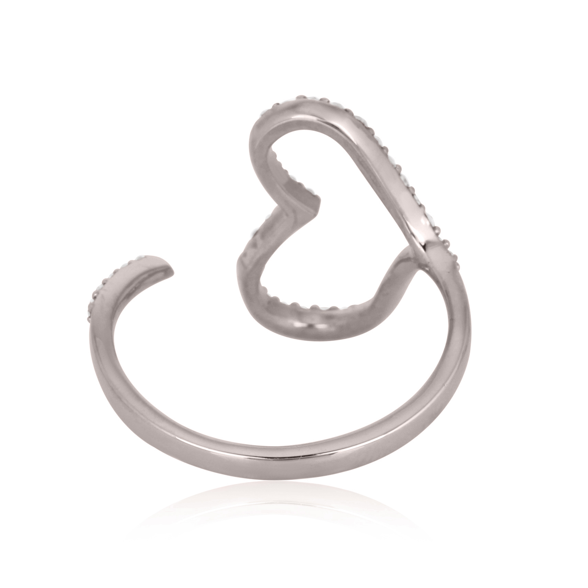 Sterling Silver Heart Diamond Gap Ring